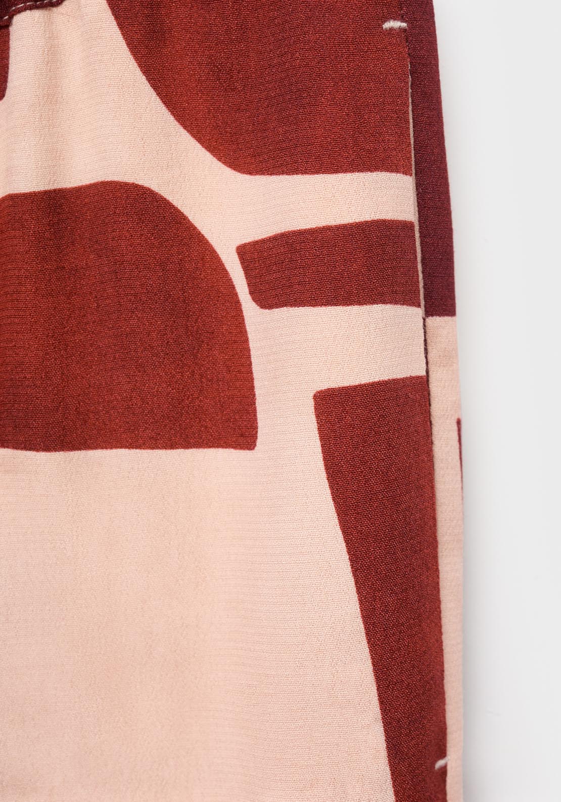 Mango Fluid Trousers With Geometric Pattern - Beige 6 Shaws Department Stores