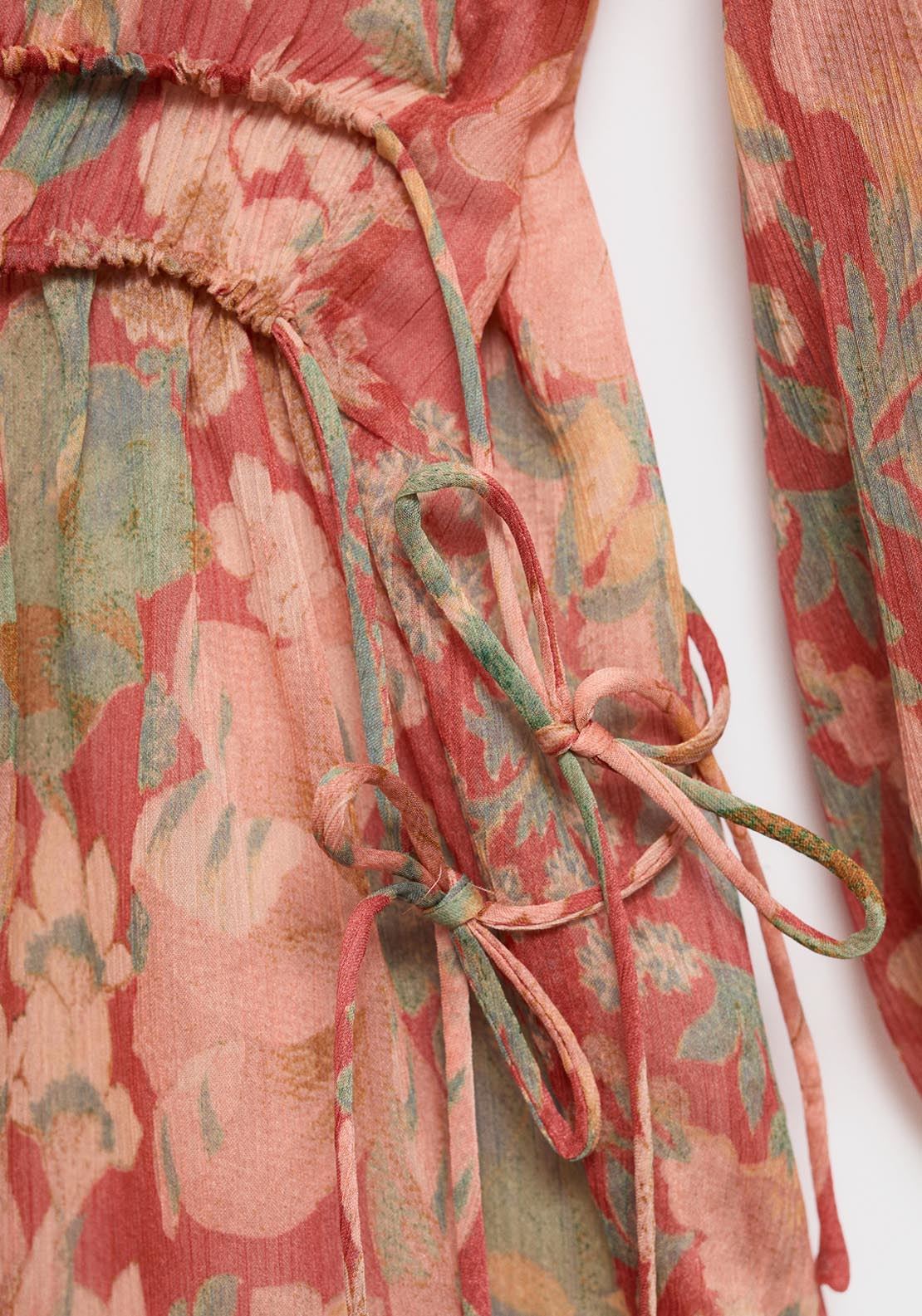 Mango Floral Puff Sleeve Dress - Red 4 Shaws Department Stores