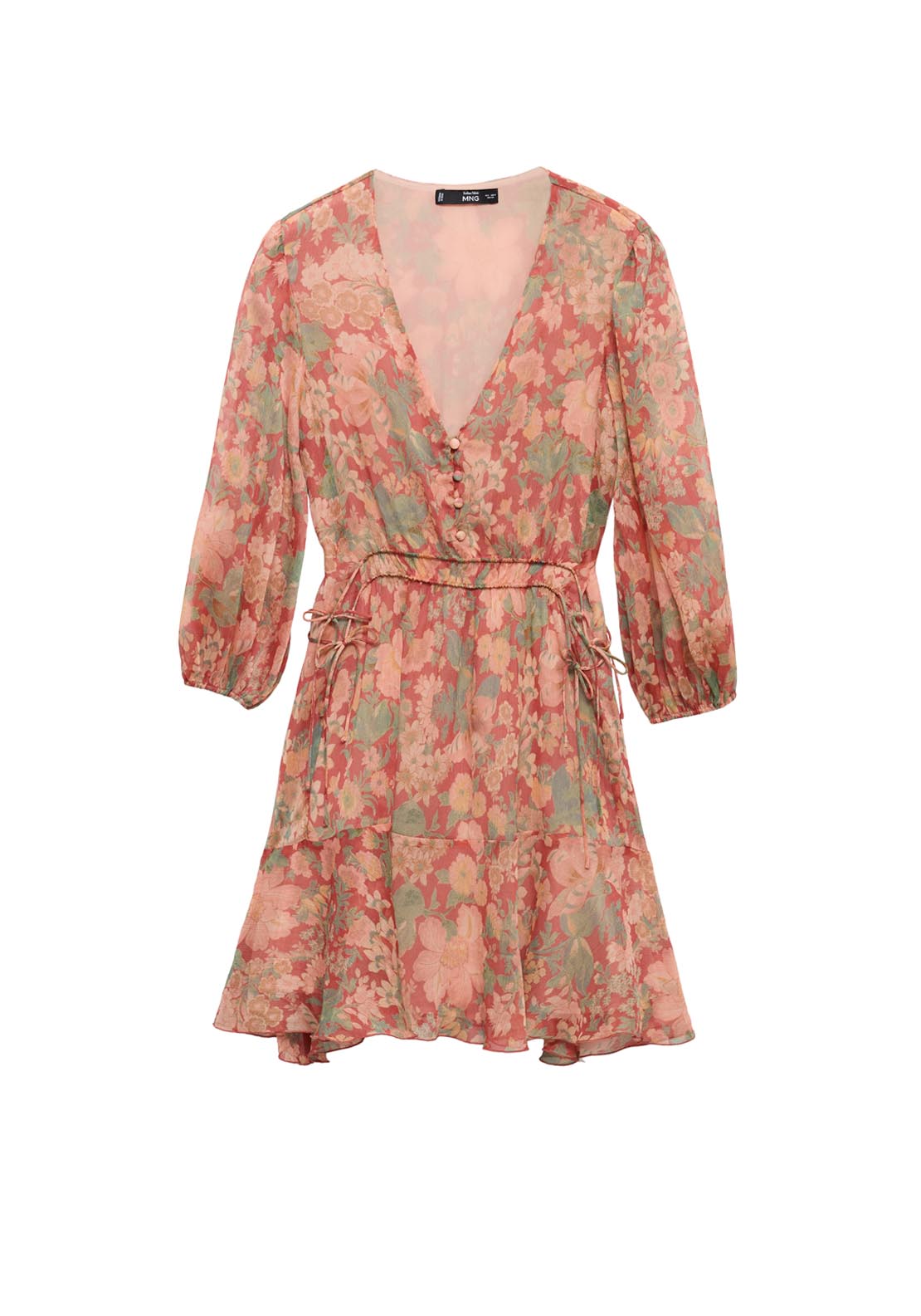 Mango Floral Puff Sleeve Dress - Red 6 Shaws Department Stores