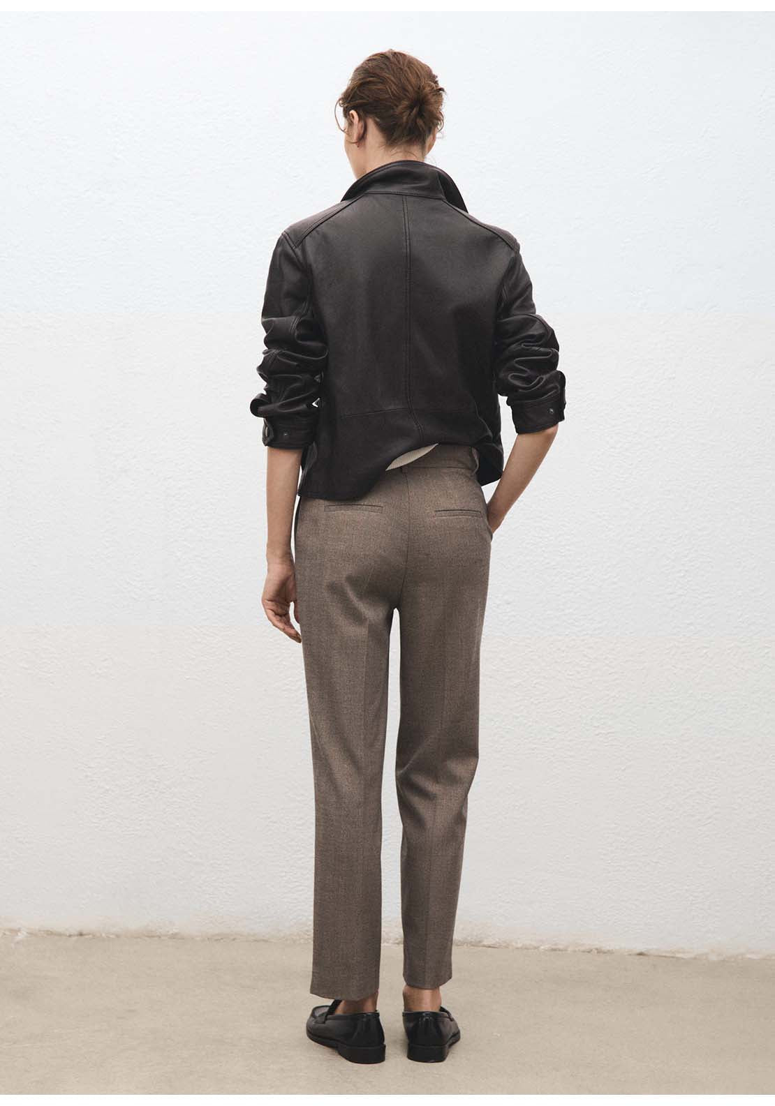 Slim Cropped Pinstripe Trousers - Grey