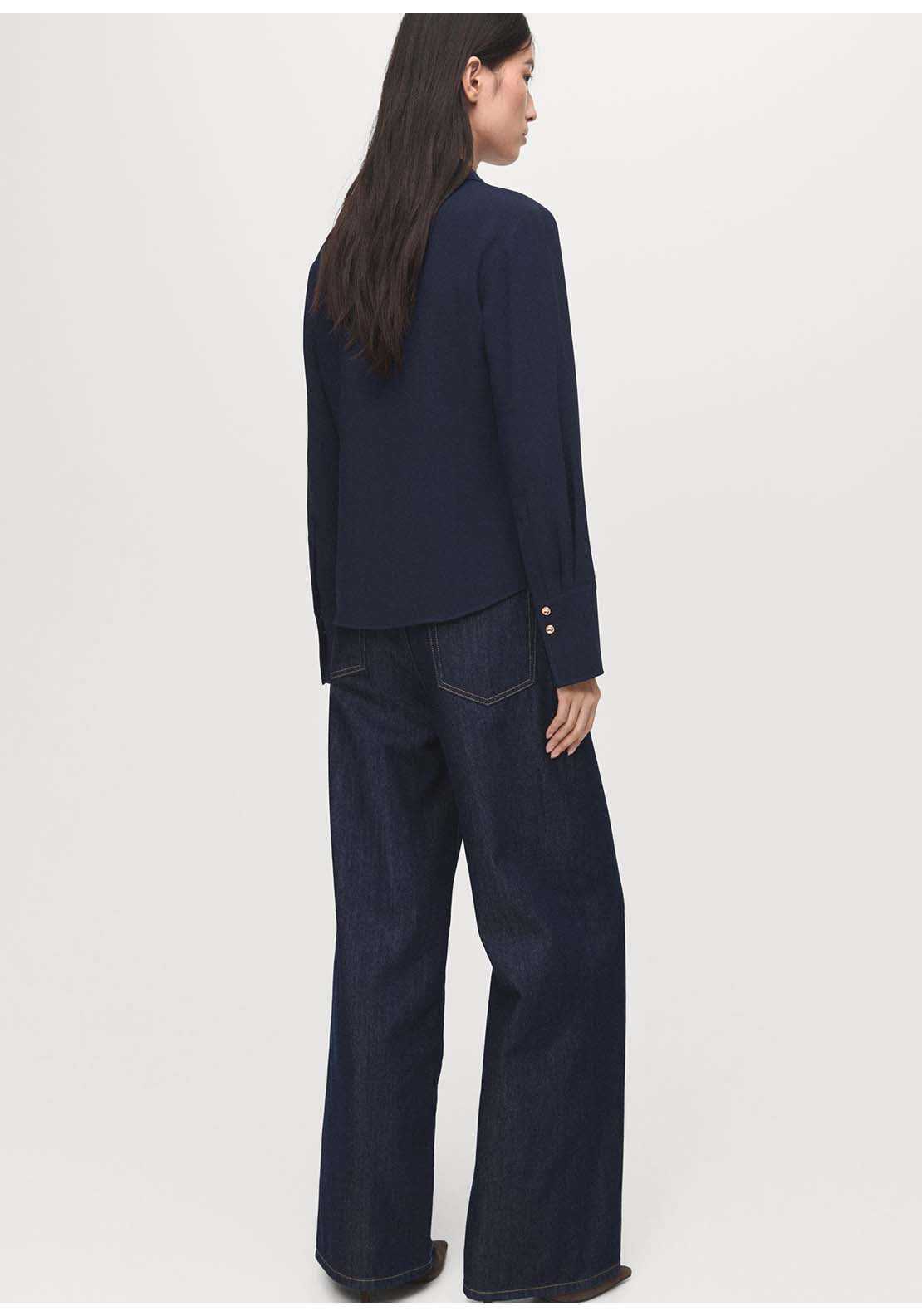 Shirt With Jewel Buttons - Blue