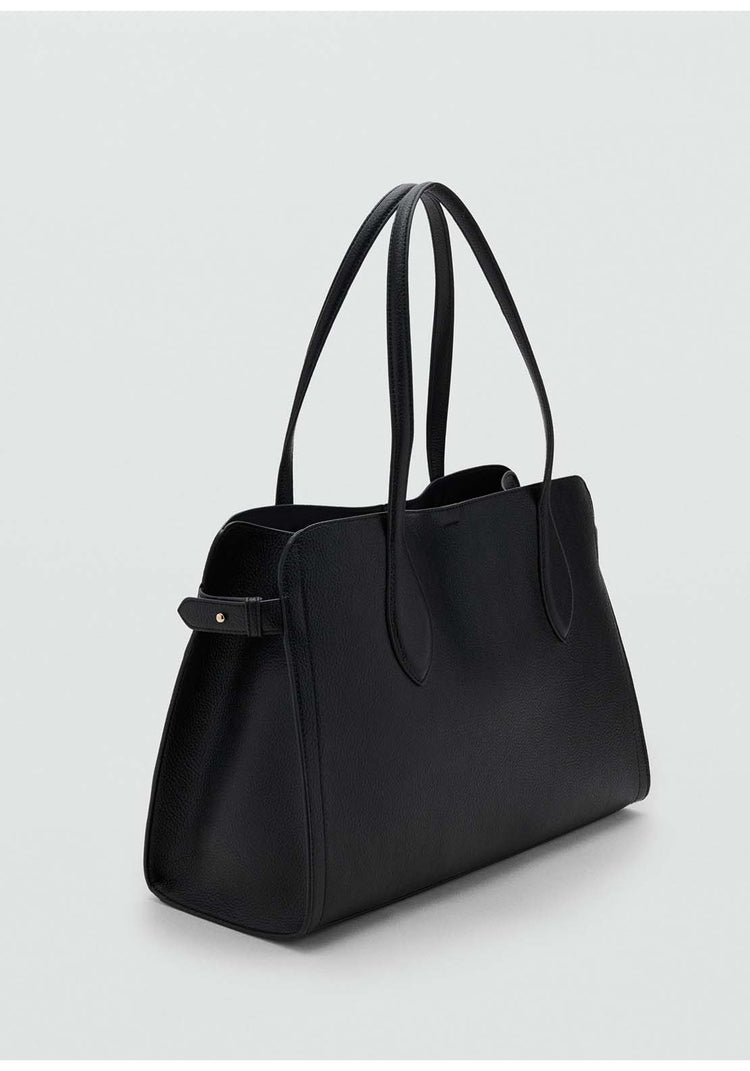 Medium Bag With Pebbled Leather Effect - Black