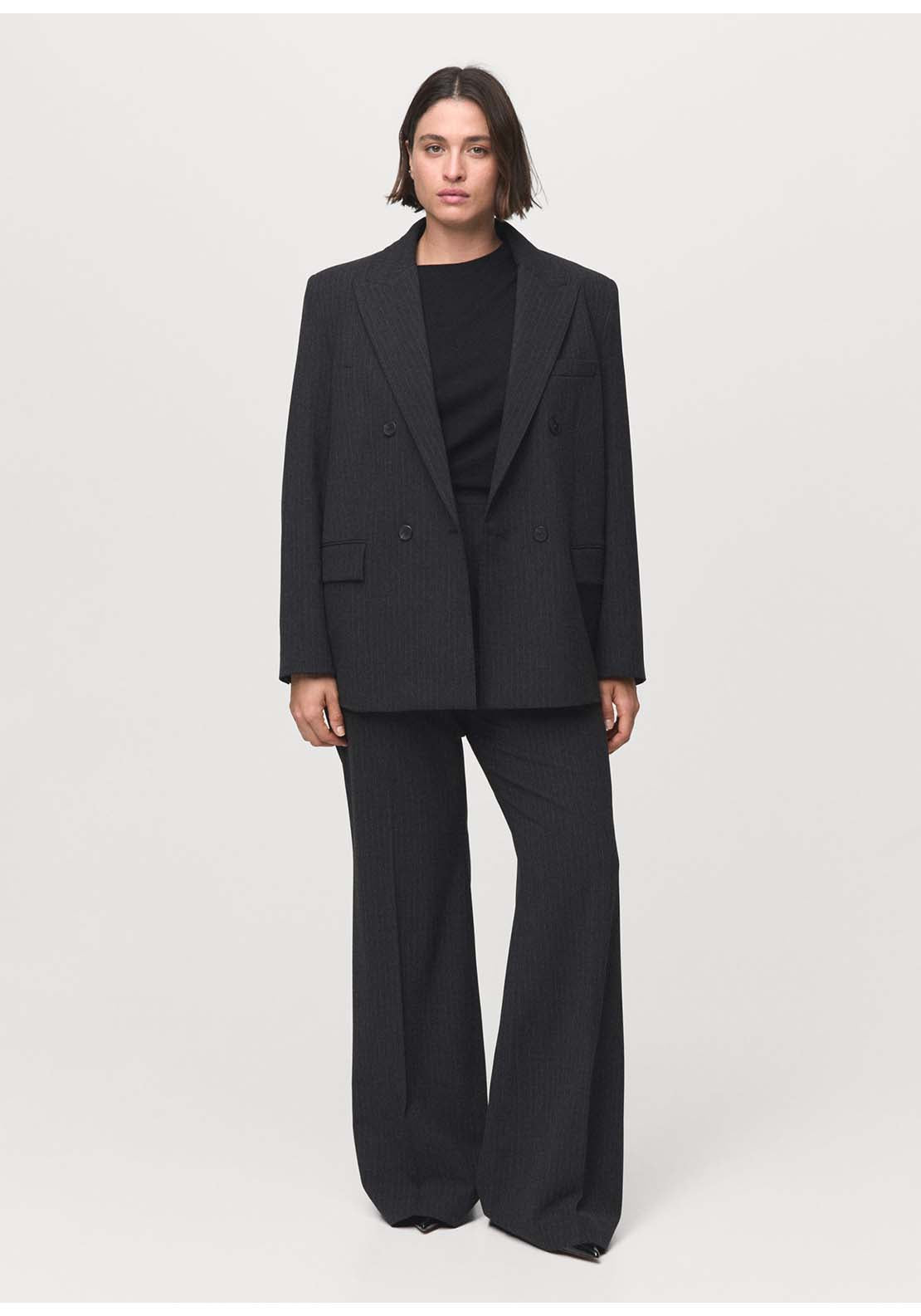 Pinstripe Suit Jacket - Grey