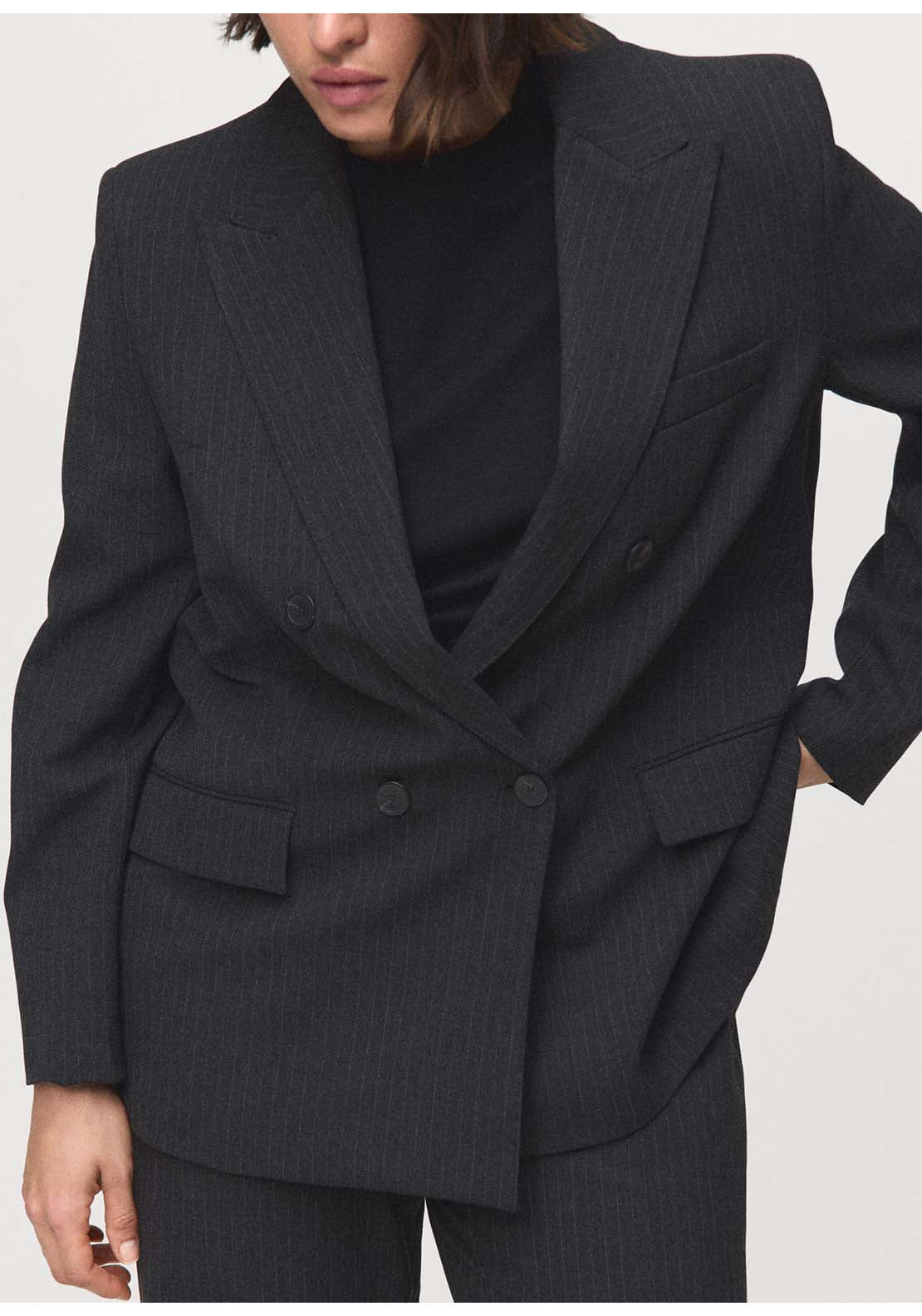Pinstripe Suit Jacket - Grey