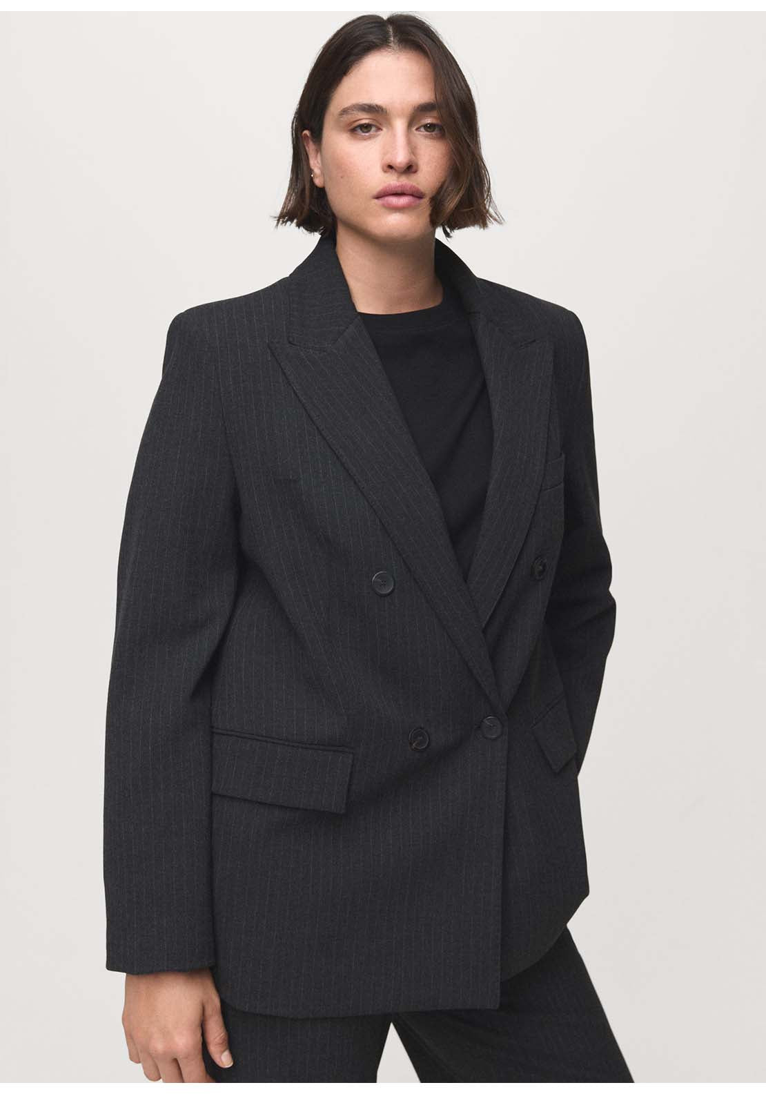 Pinstripe Suit Jacket - Grey