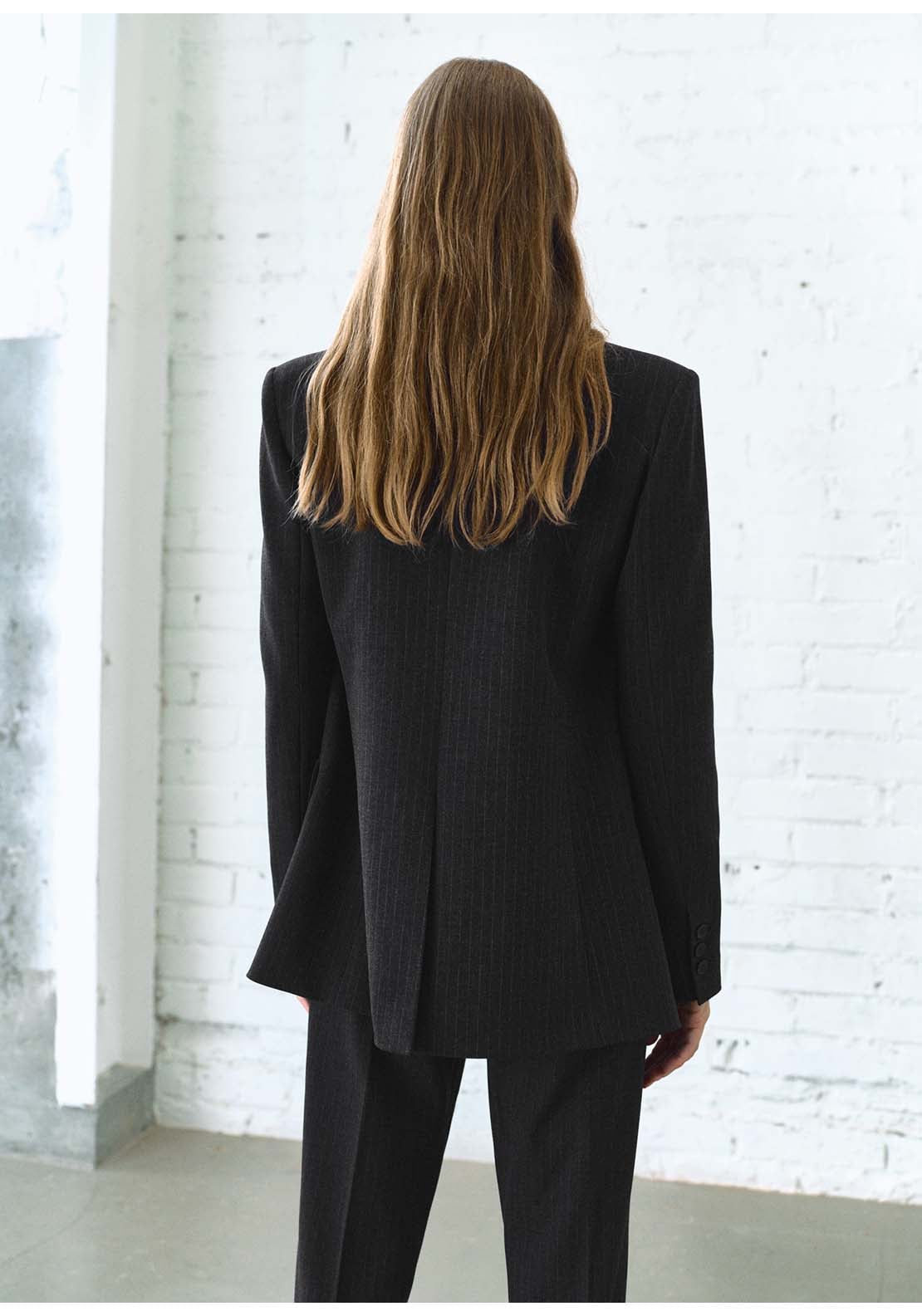 Pinstripe Suit Jacket - Grey