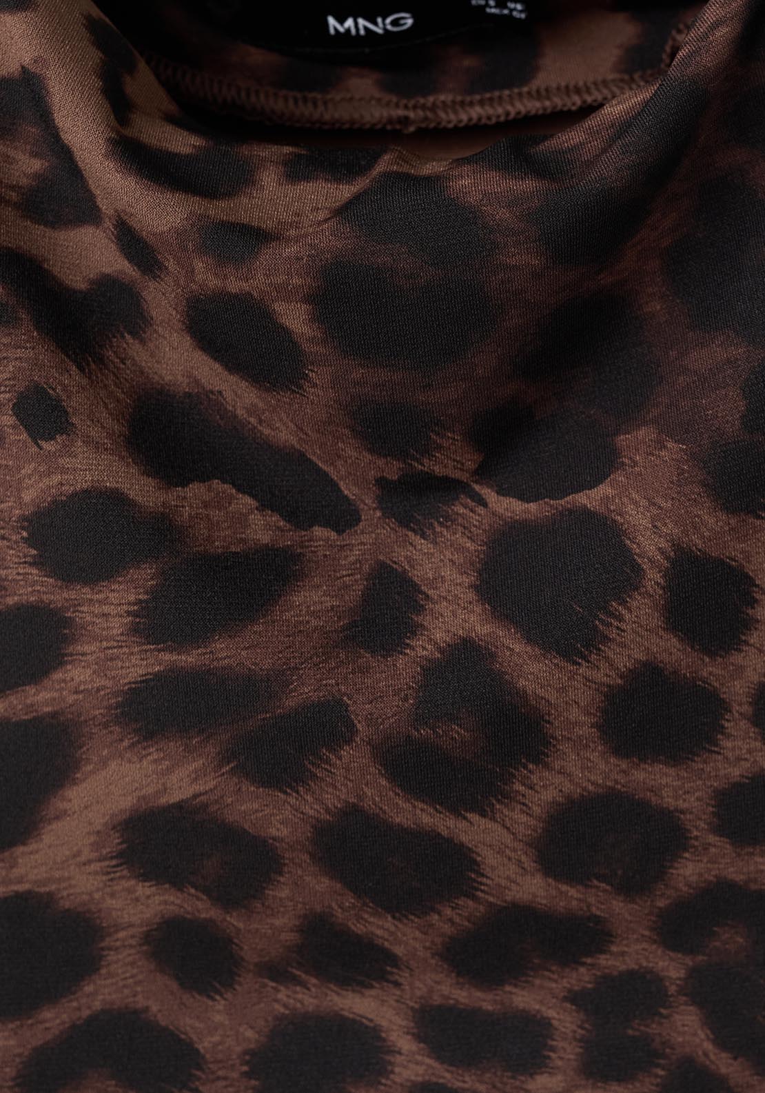 Mango Leopard Print Fitted Dress - Brown 7 Shaws Department Stores