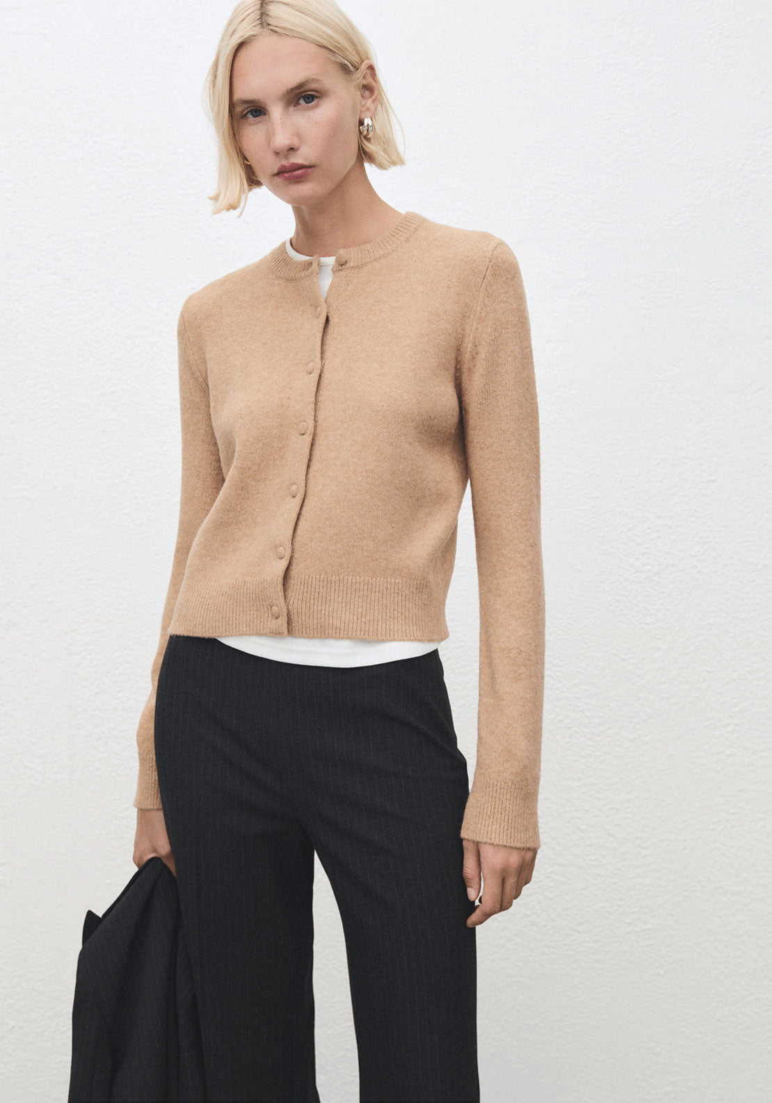 Knitted Button Cardigan - Brown