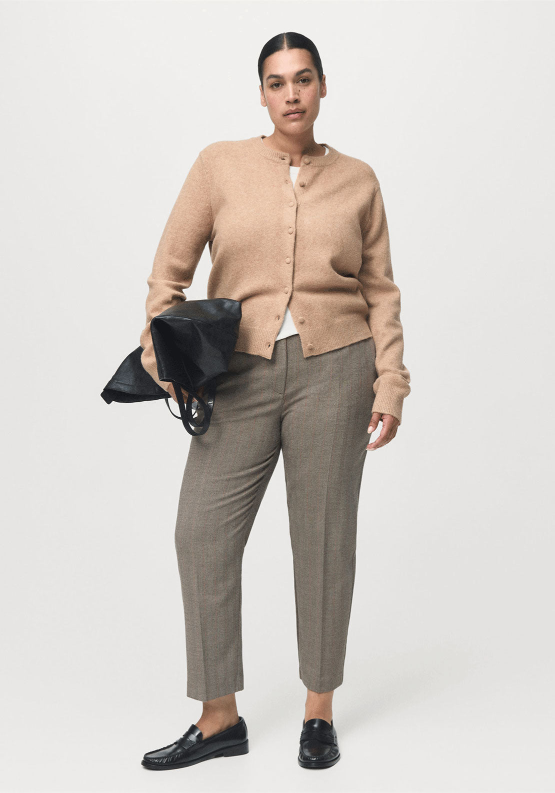Knitted Button Cardigan - Brown