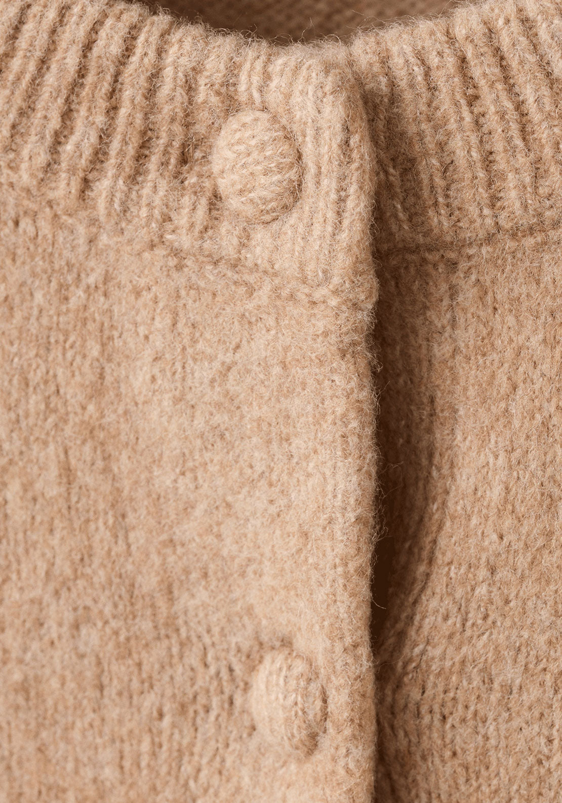 Knitted Button Cardigan - Brown