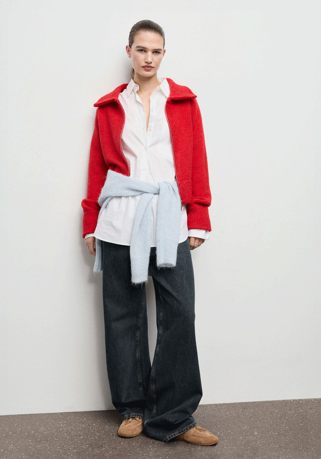 Zip Cardigan - Red