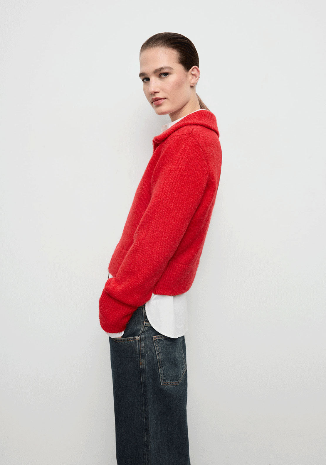 Zip Cardigan - Red