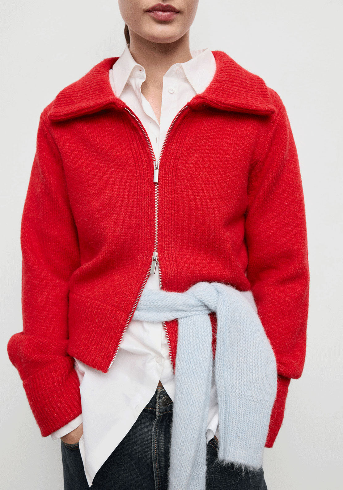 Zip Cardigan - Red