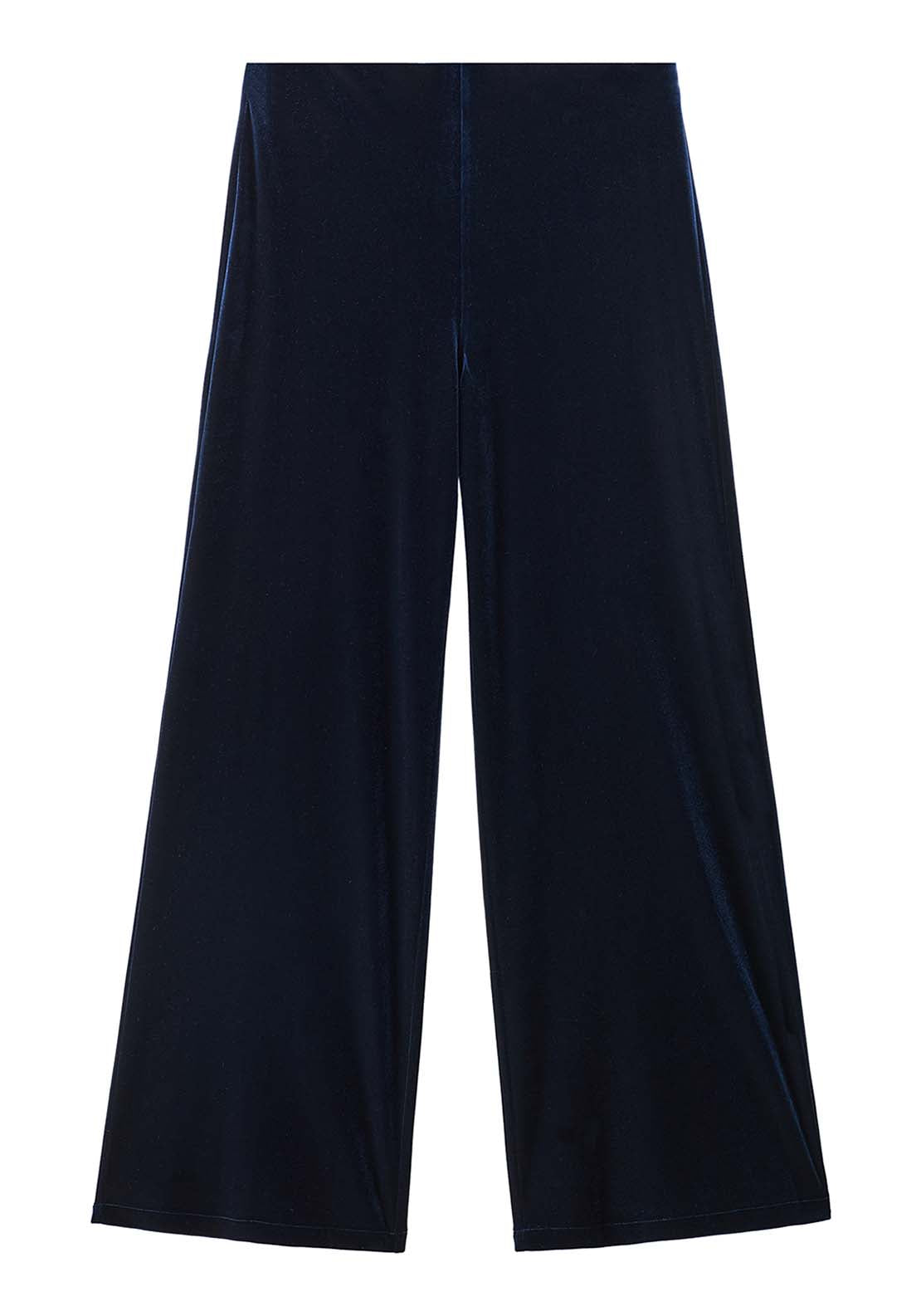 Velvet Wide Leg Trousers - Blue