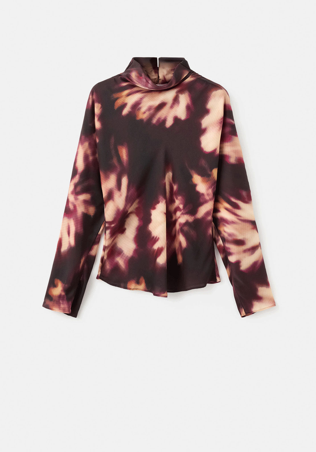 Tie Dye Design Blouse - Burgundy