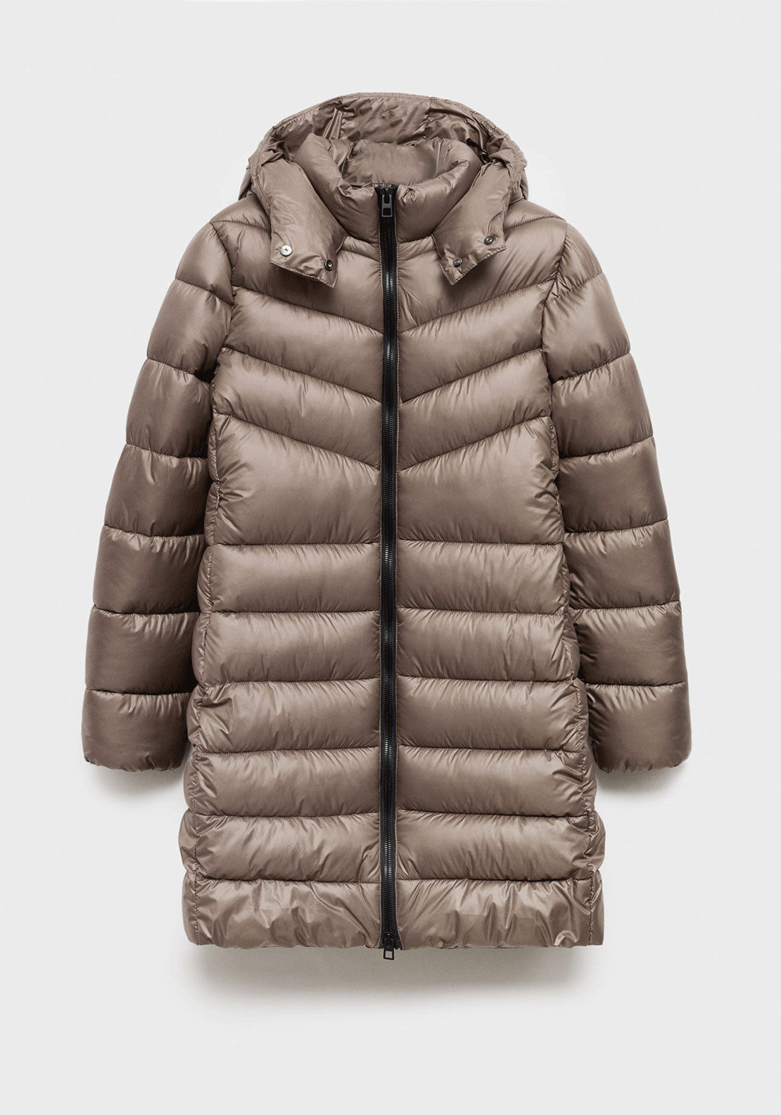 Hood Puffer Coat - Brown