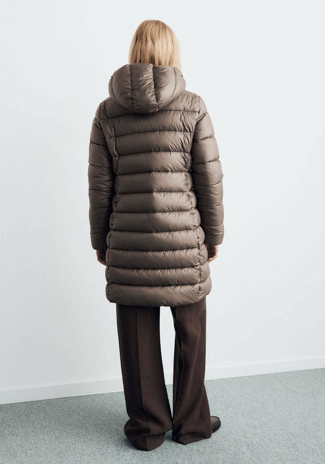 Hood Puffer Coat - Brown