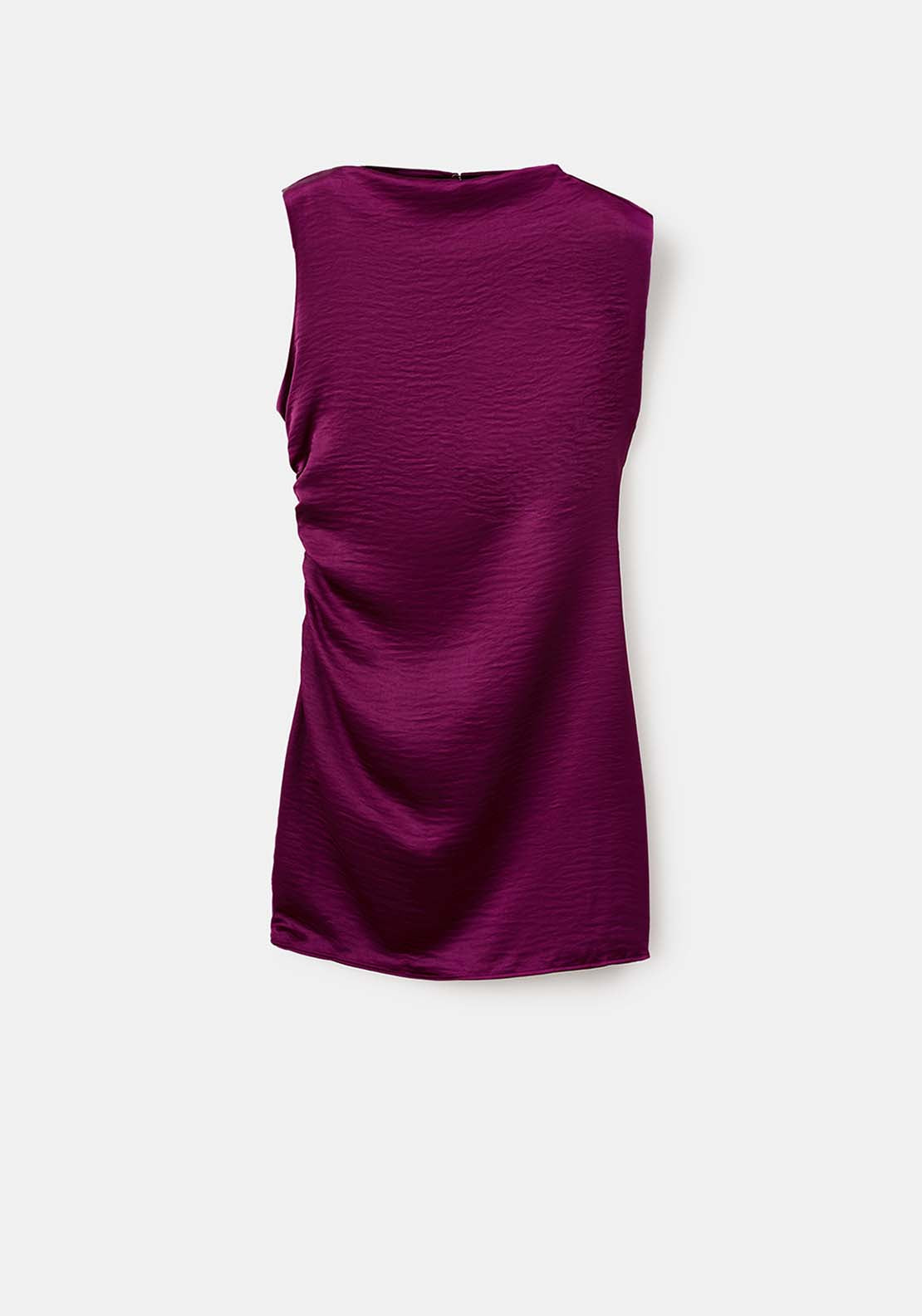 Satin Dress With Creased Effect - Red