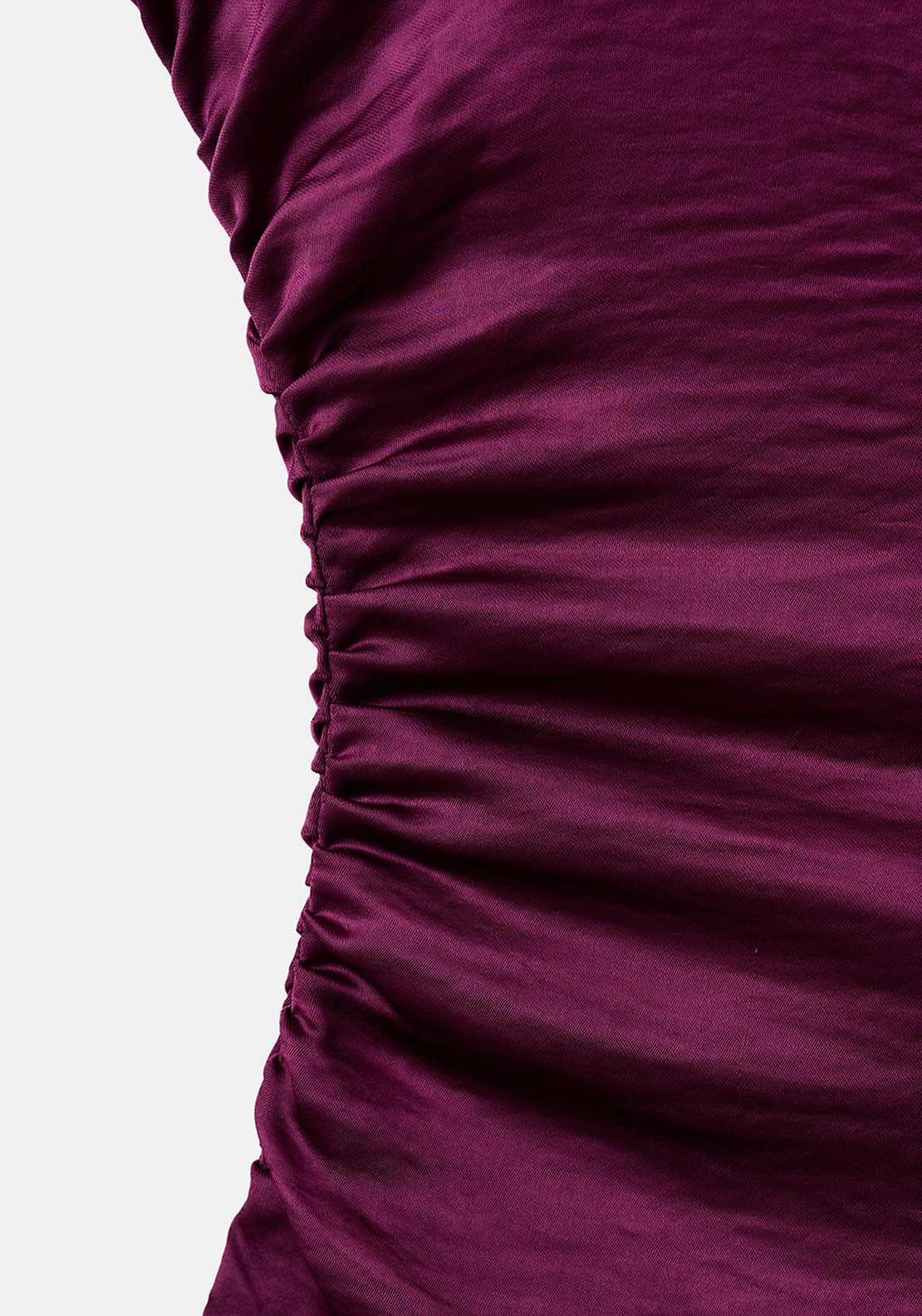 Satin Dress With Creased Effect - Red