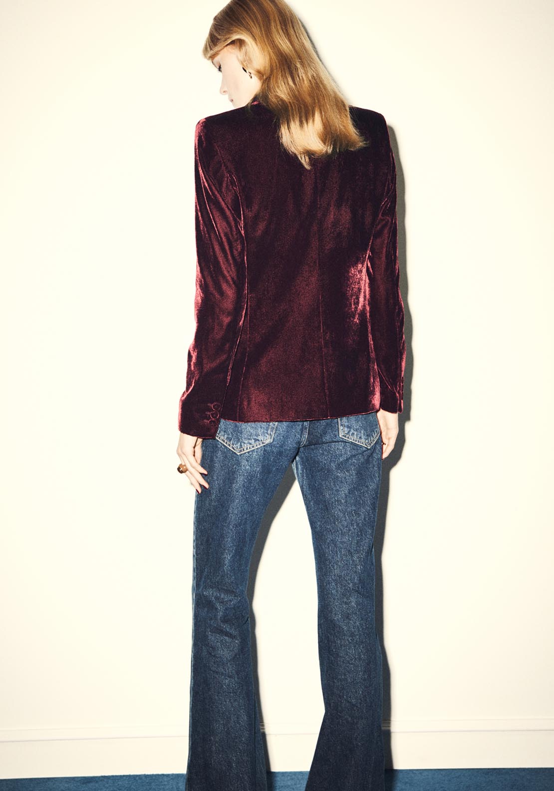 Mango Structured Velvet Blazer - Burgundy 3 Shaws Department Stores