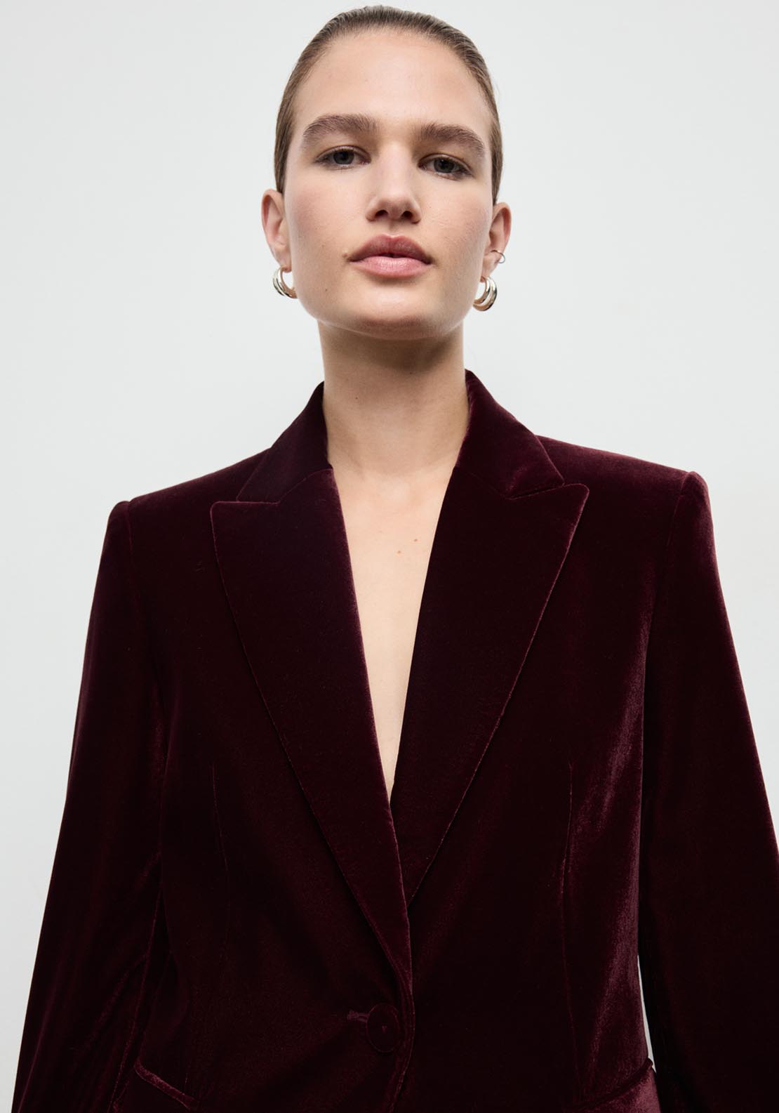 Mango Structured Velvet Blazer - Burgundy 4 Shaws Department Stores