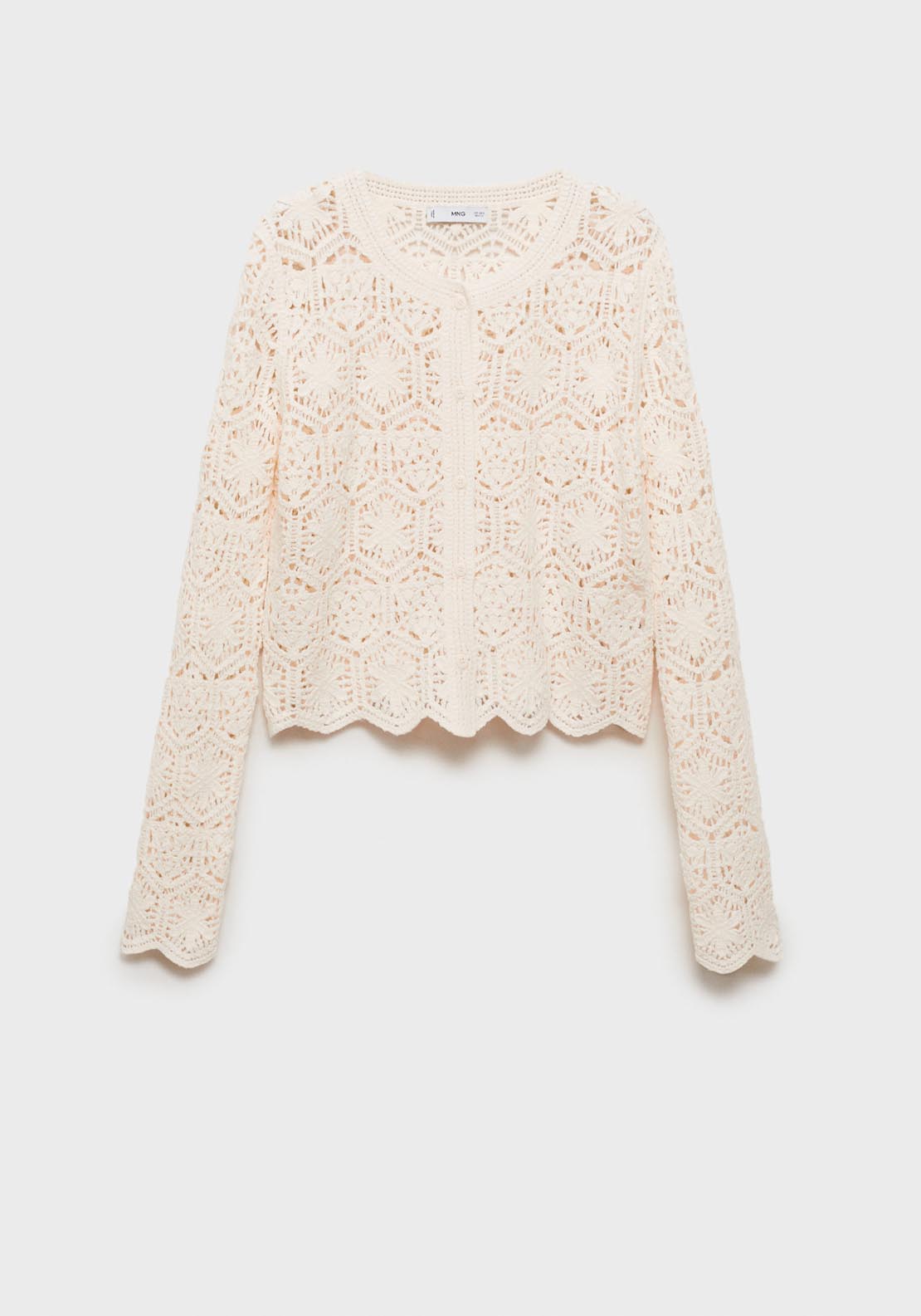 Mango Crochet Knitted Cardigan - Light Beige 6 Shaws Department Stores