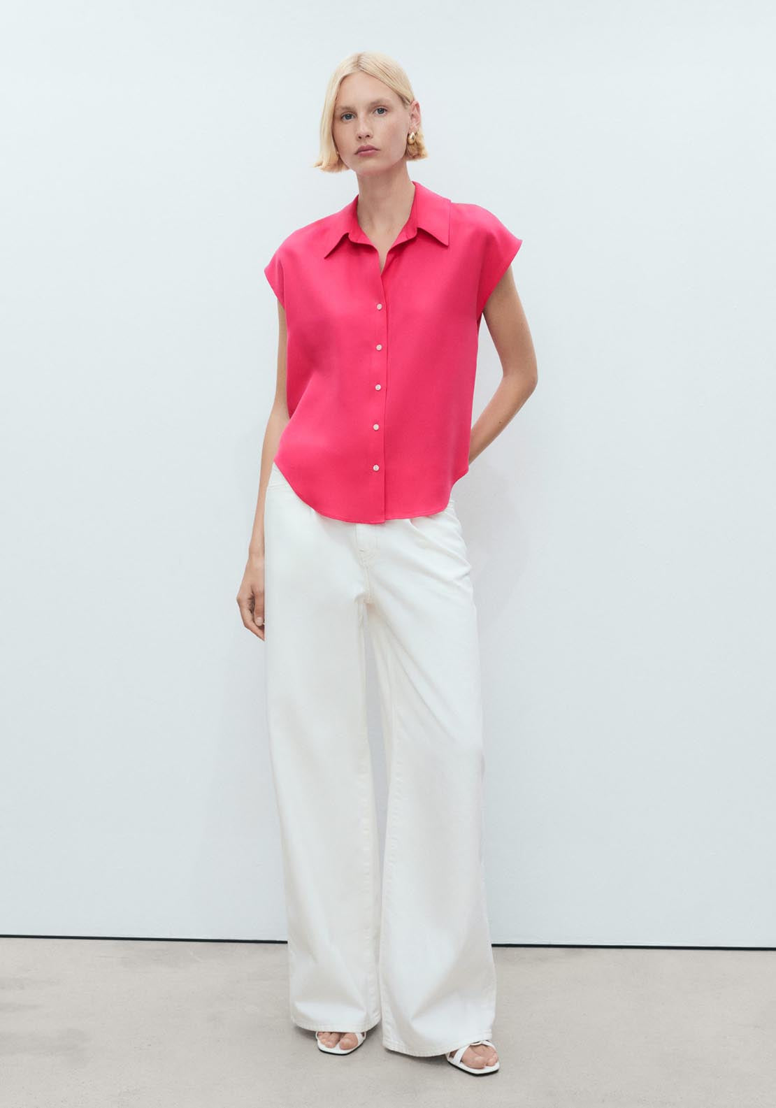 Mango Lyocell Sleeveless Shirt - Medium Red 3 Shaws Department Stores