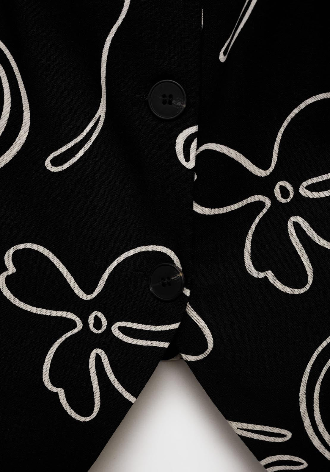 Mango Floral Print Linen Suit Vest - Black 9 Shaws Department Stores