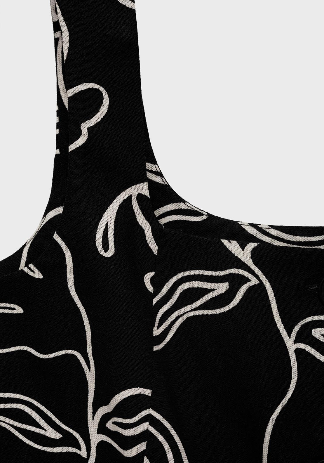 Mango Floral Print Linen Suit Vest - Black 7 Shaws Department Stores