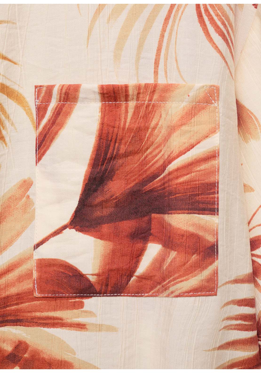 Palm Tree Shirt With Three Quarter Sleeves - Cream