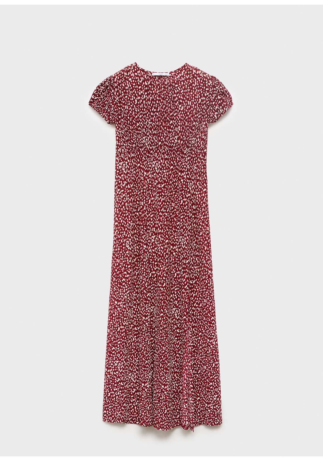 Long Floral Dress With Opening - Red