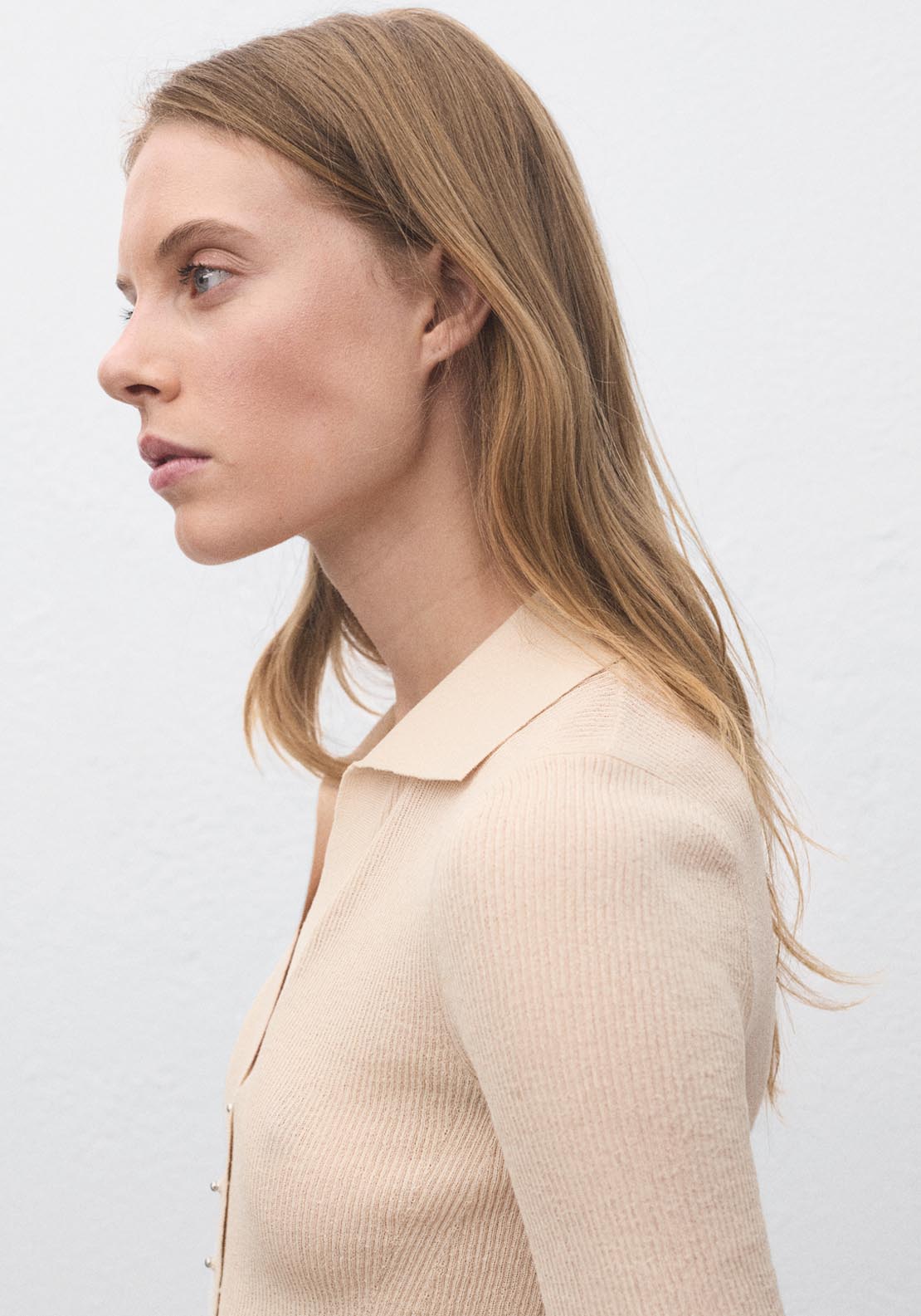 Mango Ribbed Polo Neck Sweater - Beige 3 Shaws Department Stores