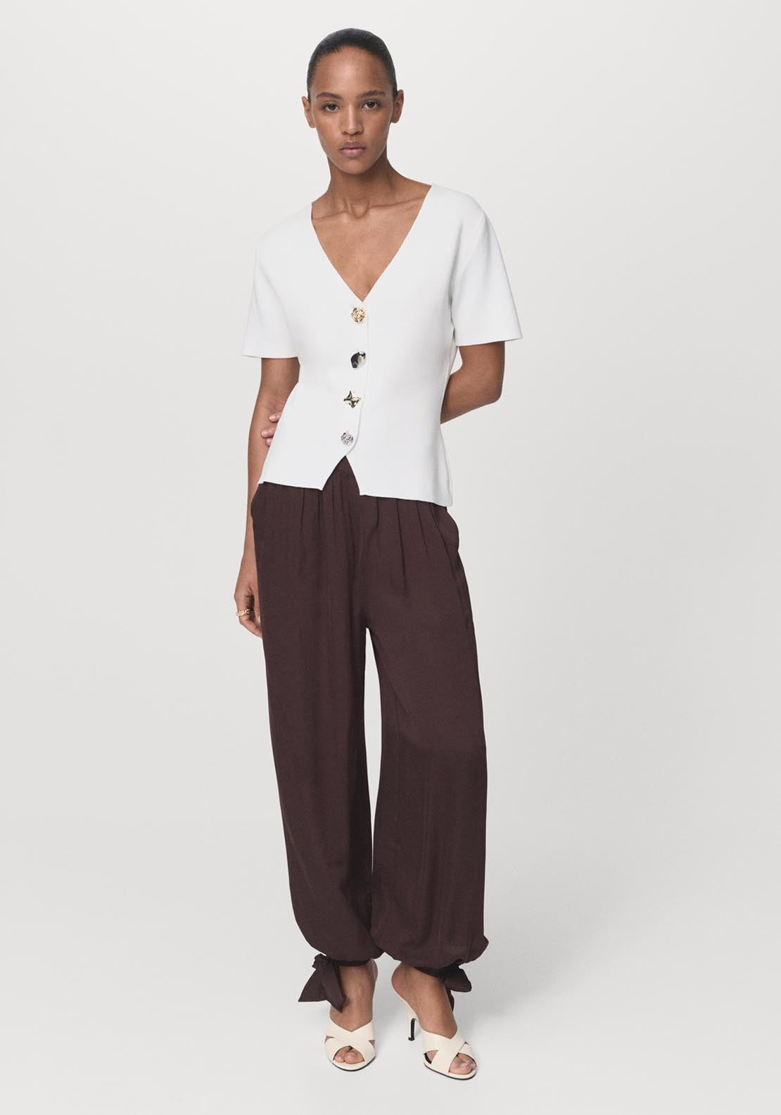 Mango Fine Knit Boat Neck Sweater - White 4 Shaws Department Stores