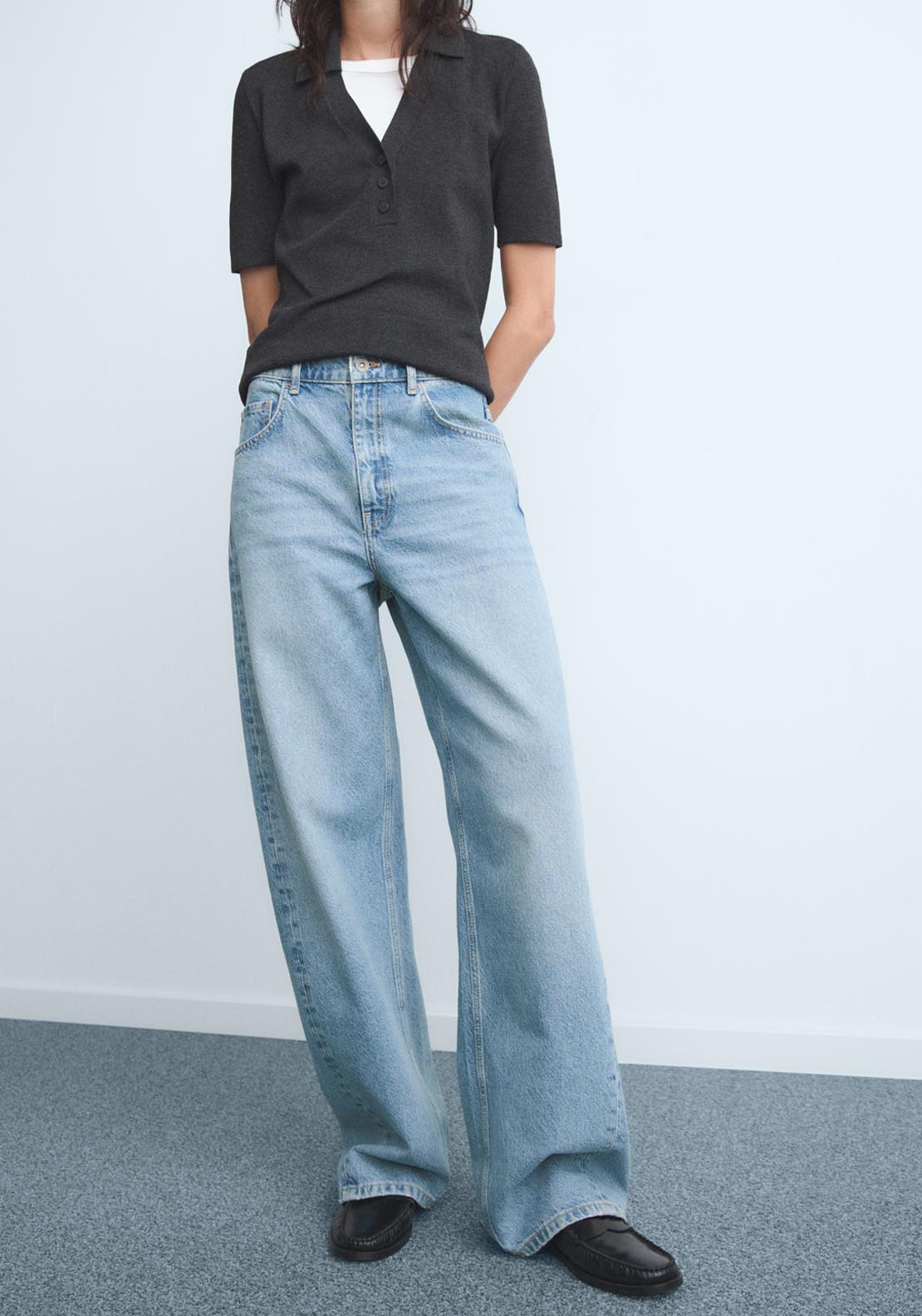 Mango Mid Rise Balloon Jeans - Blue 1 Shaws Department Stores