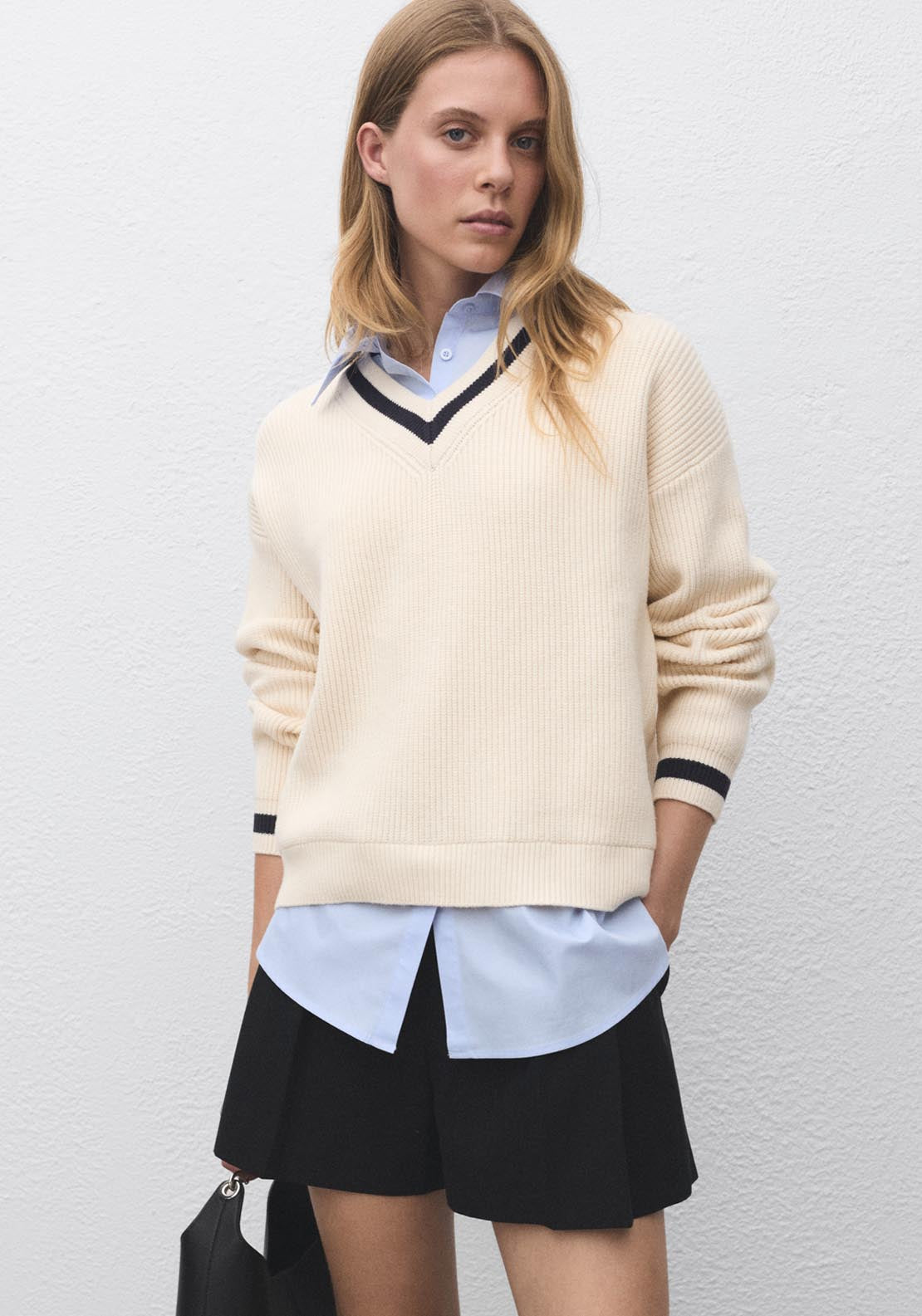 Mango Combined Shirt Sweater - Beige 1 Shaws Department Stores