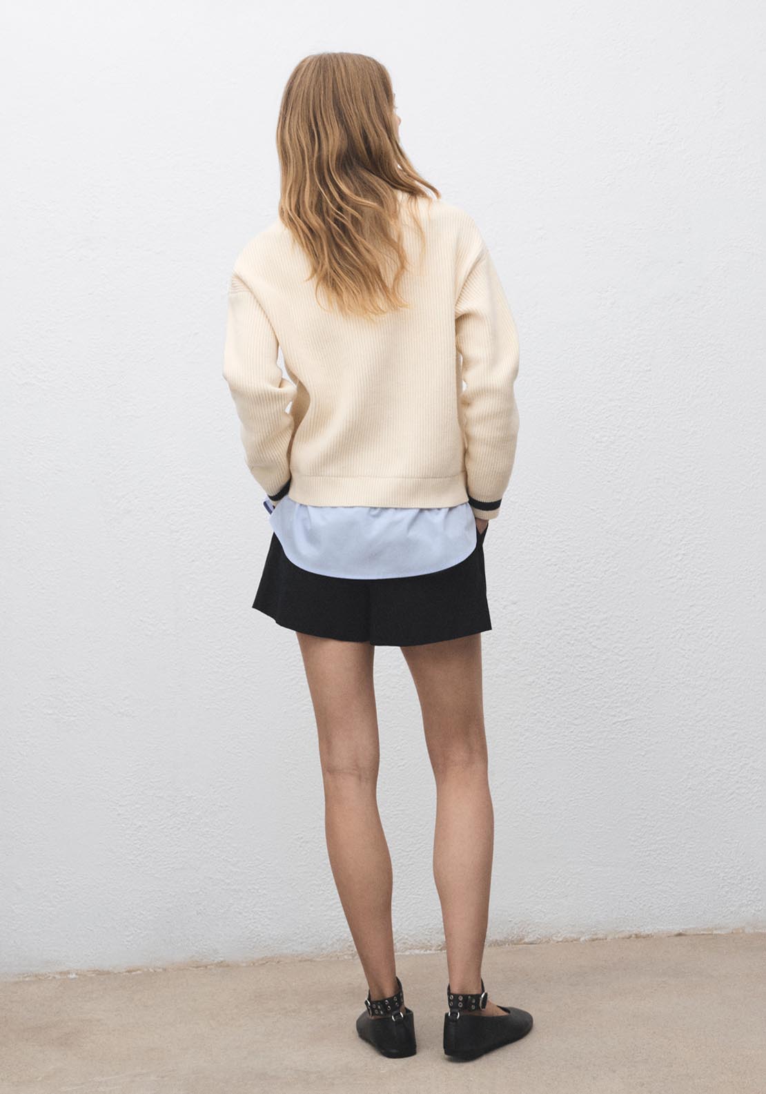 Mango Combined Shirt Sweater - Beige 2 Shaws Department Stores