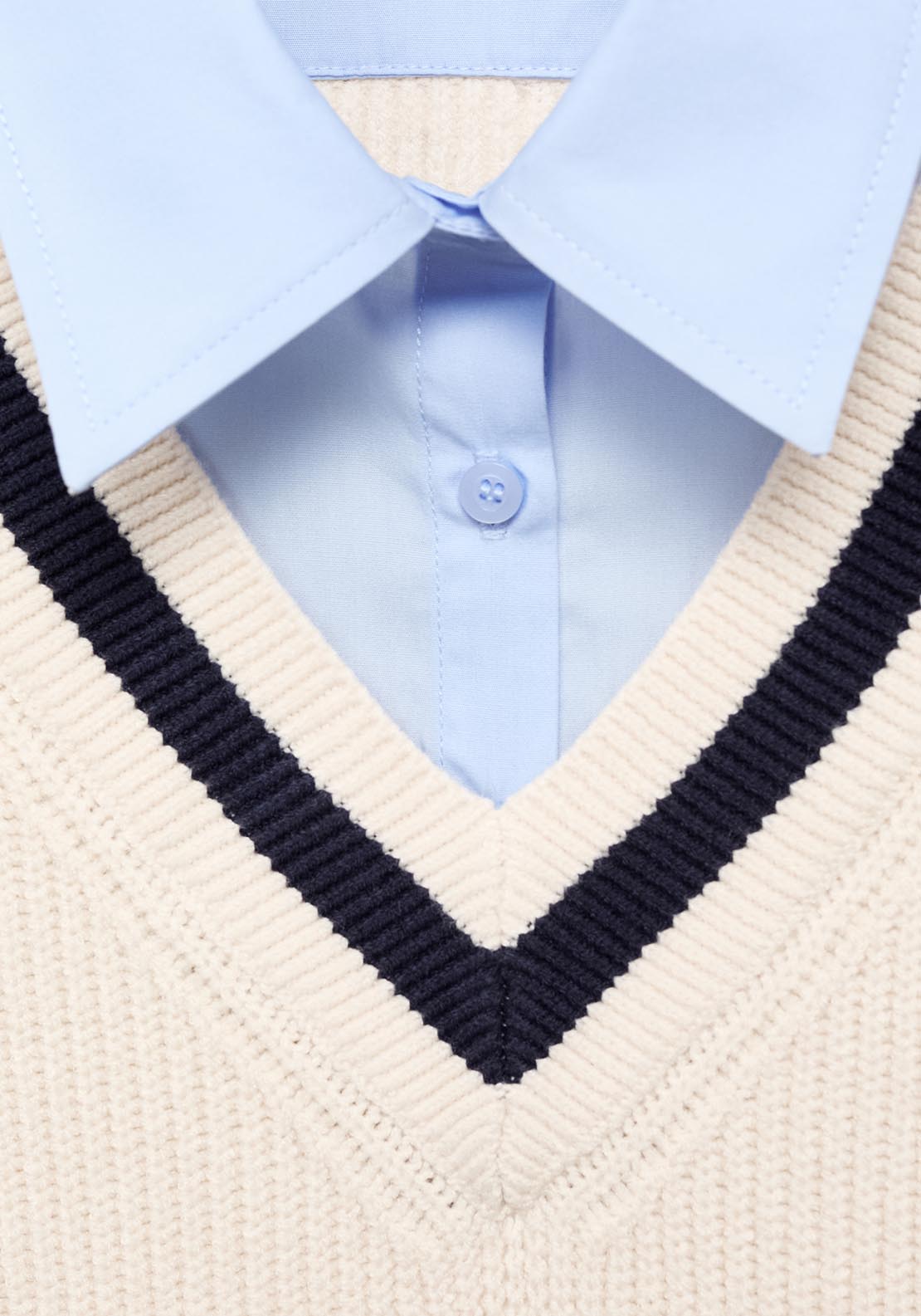 Mango Combined Shirt Sweater - Beige 4 Shaws Department Stores