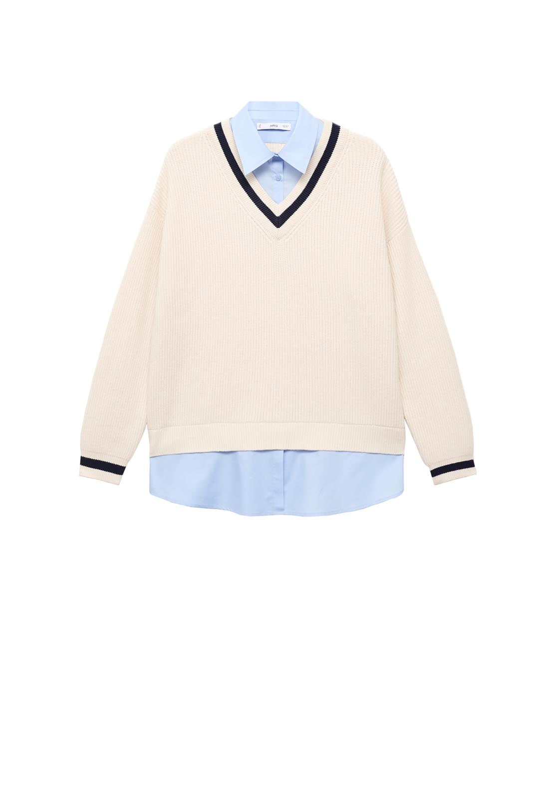 Mango Combined Shirt Sweater - Beige 6 Shaws Department Stores