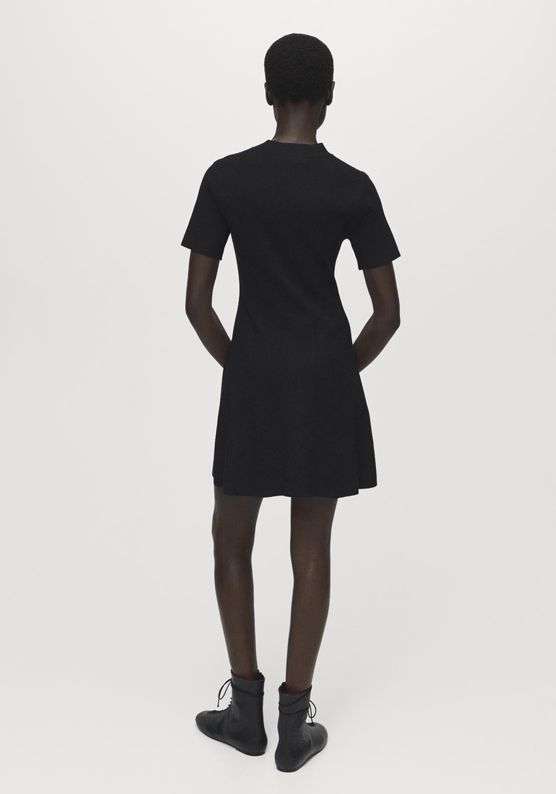 Mango Fine Knit Flared Dress - Black 2 Shaws Department Stores