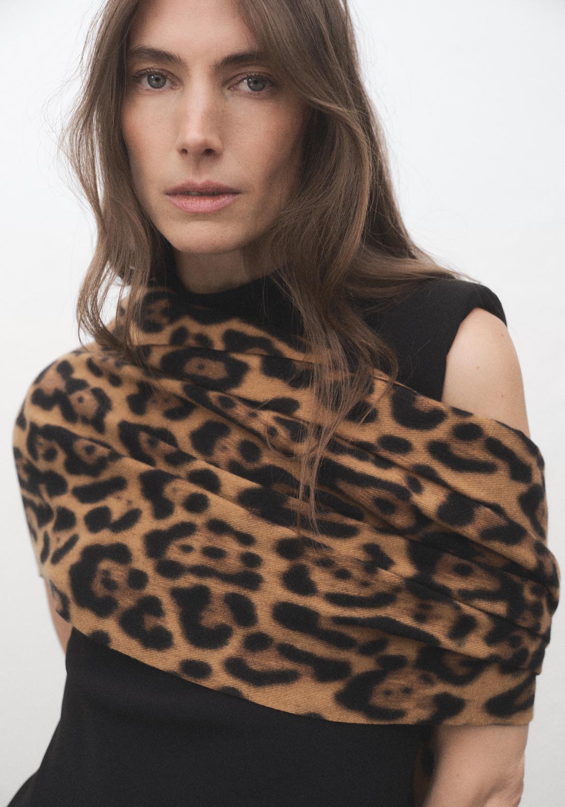 Leopard Print Scarf - Brown