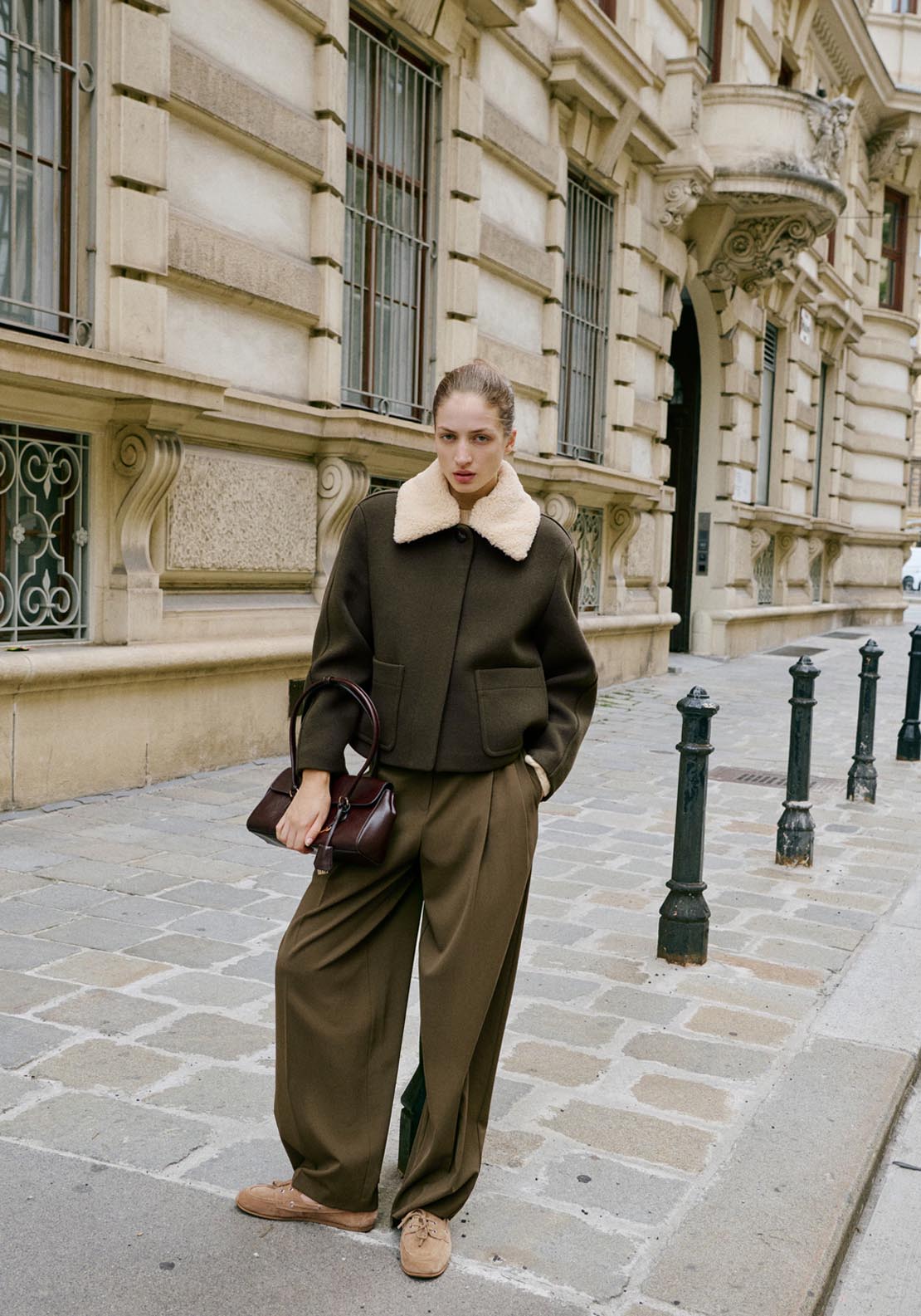 Mango Mus Jacket - Beige / Green 4 Shaws Department Stores