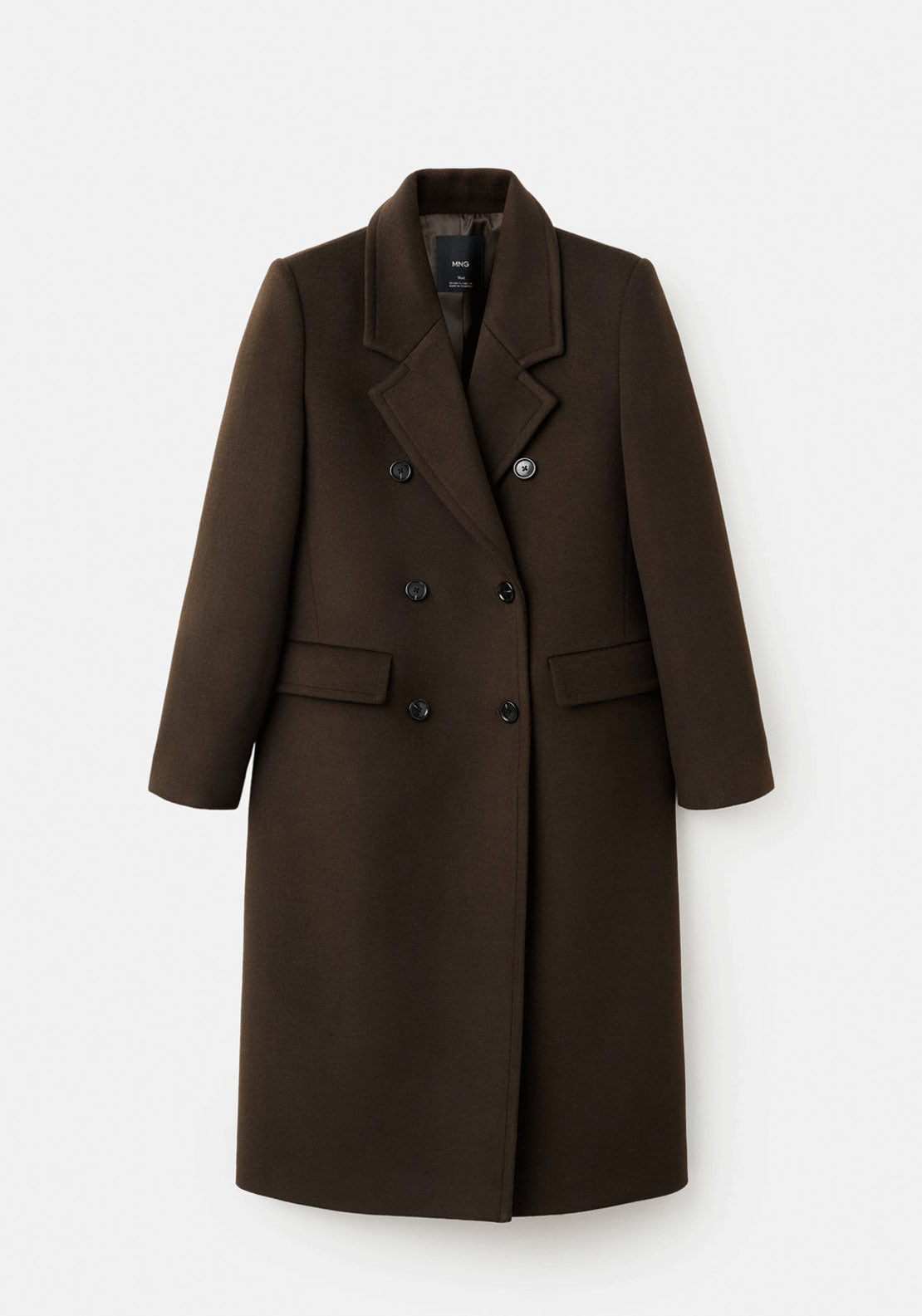 Double Breasted Wool Coat - Beige / Green