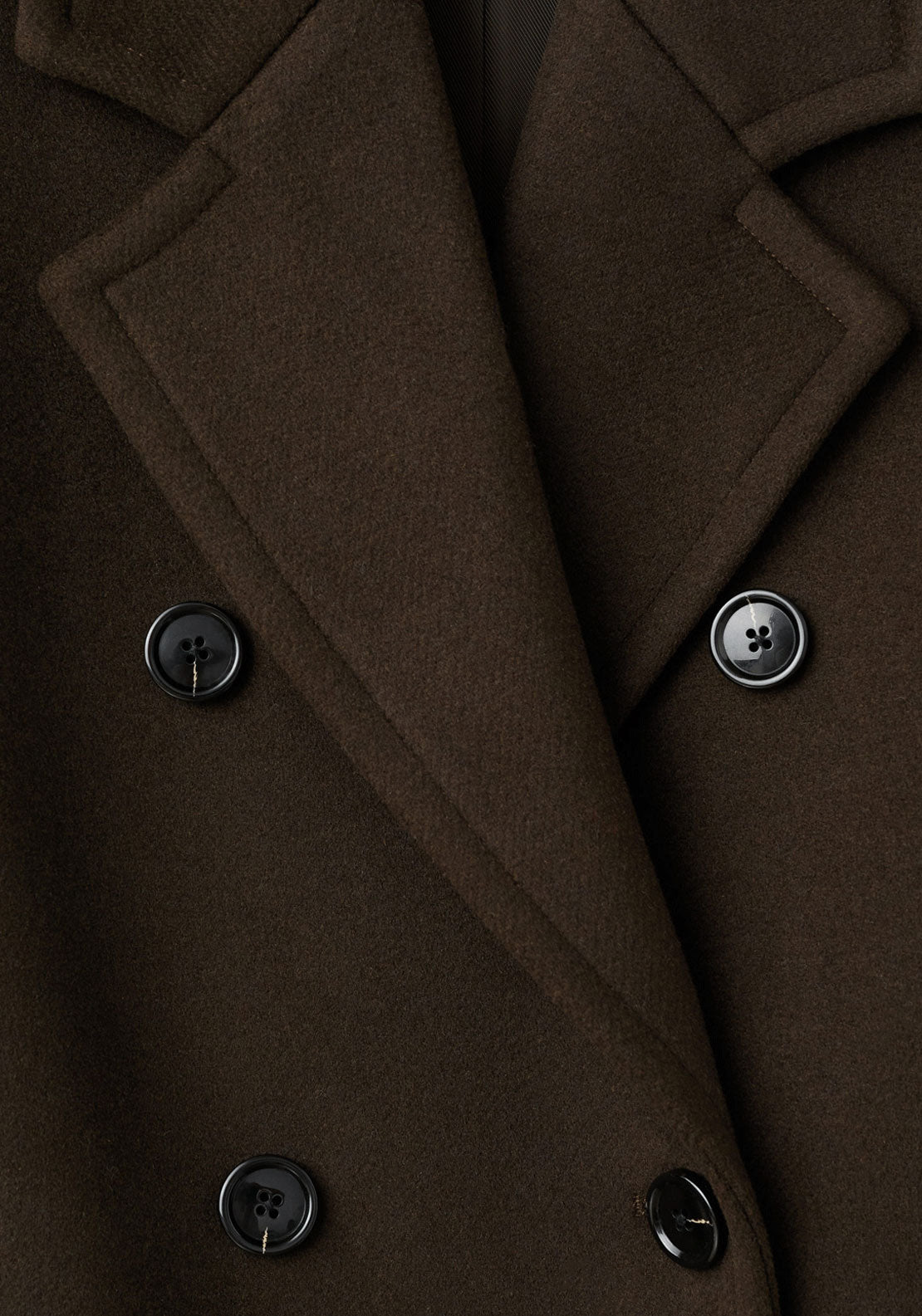 Double Breasted Wool Coat - Beige / Green