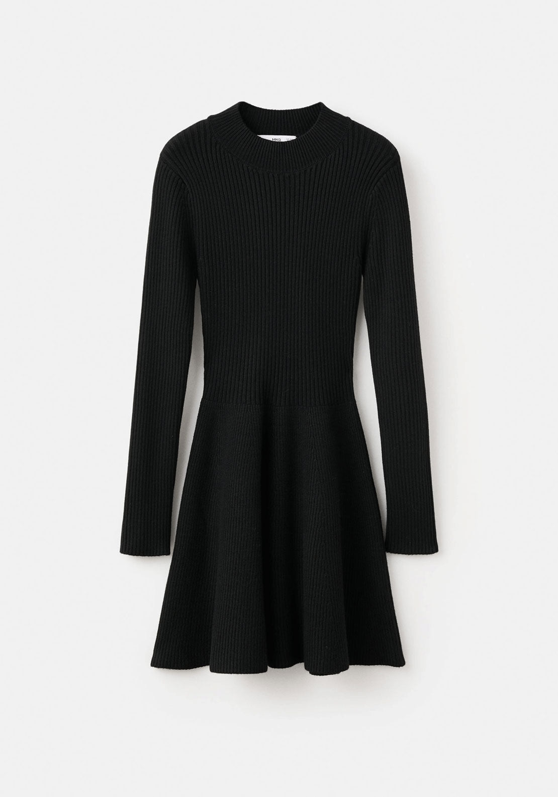 Cable Knit Fabric Dress - Black