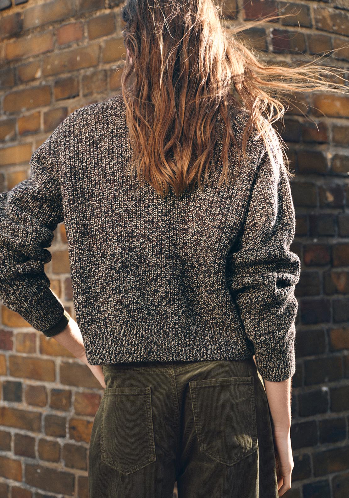 Speckled Zip Up Cardigan - Brown
