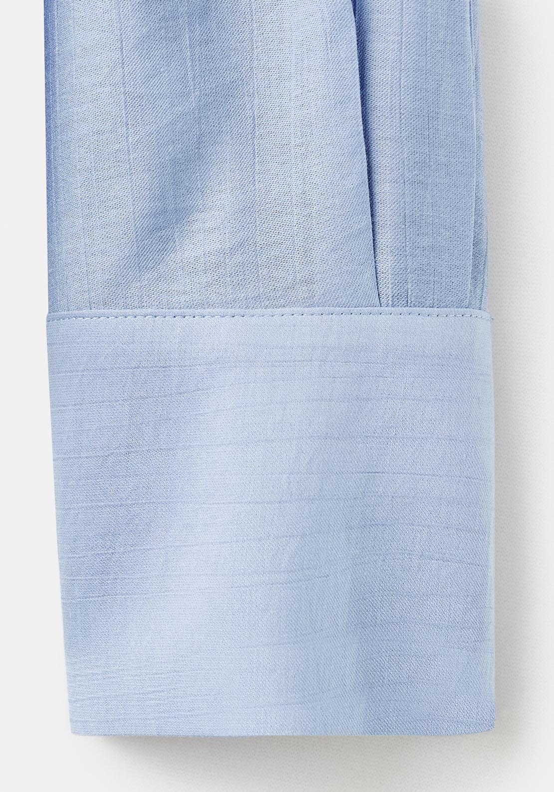 Mango Textured Blouse With Foulard - Blue 5 Shaws Department Stores