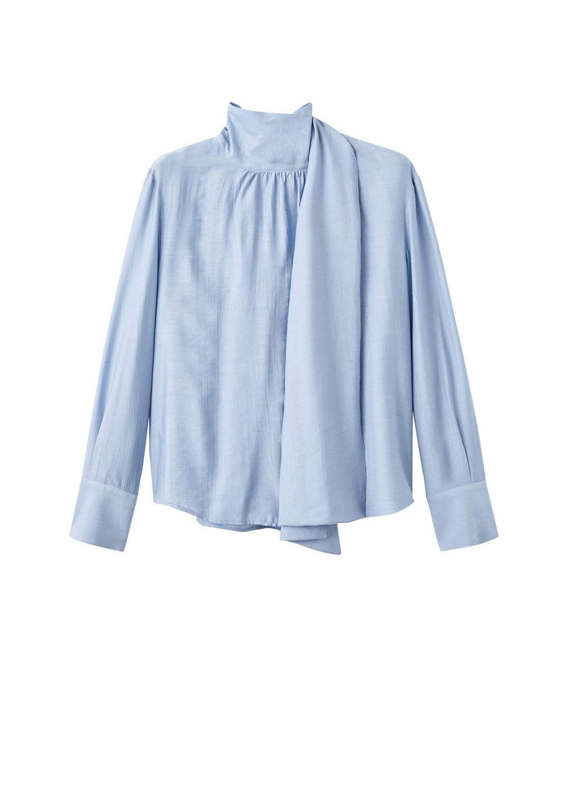 Mango Textured Blouse With Foulard - Blue 4 Shaws Department Stores