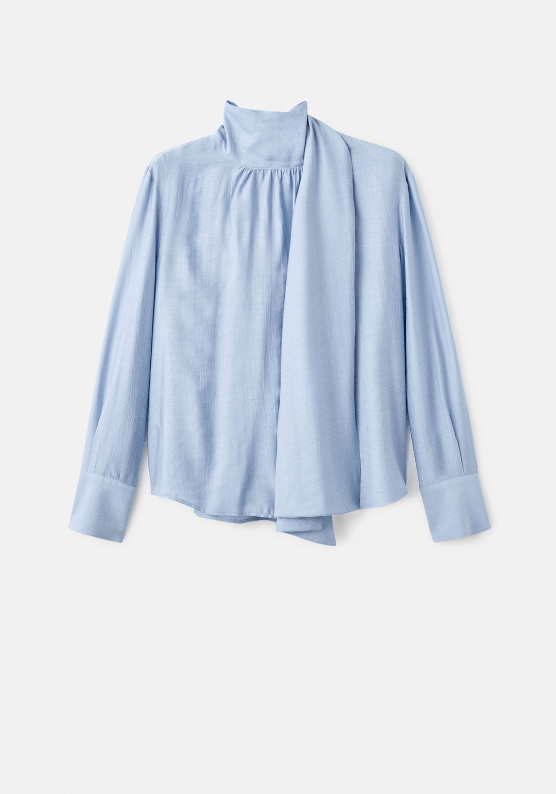 Textured Blouse With Foulard - Blue