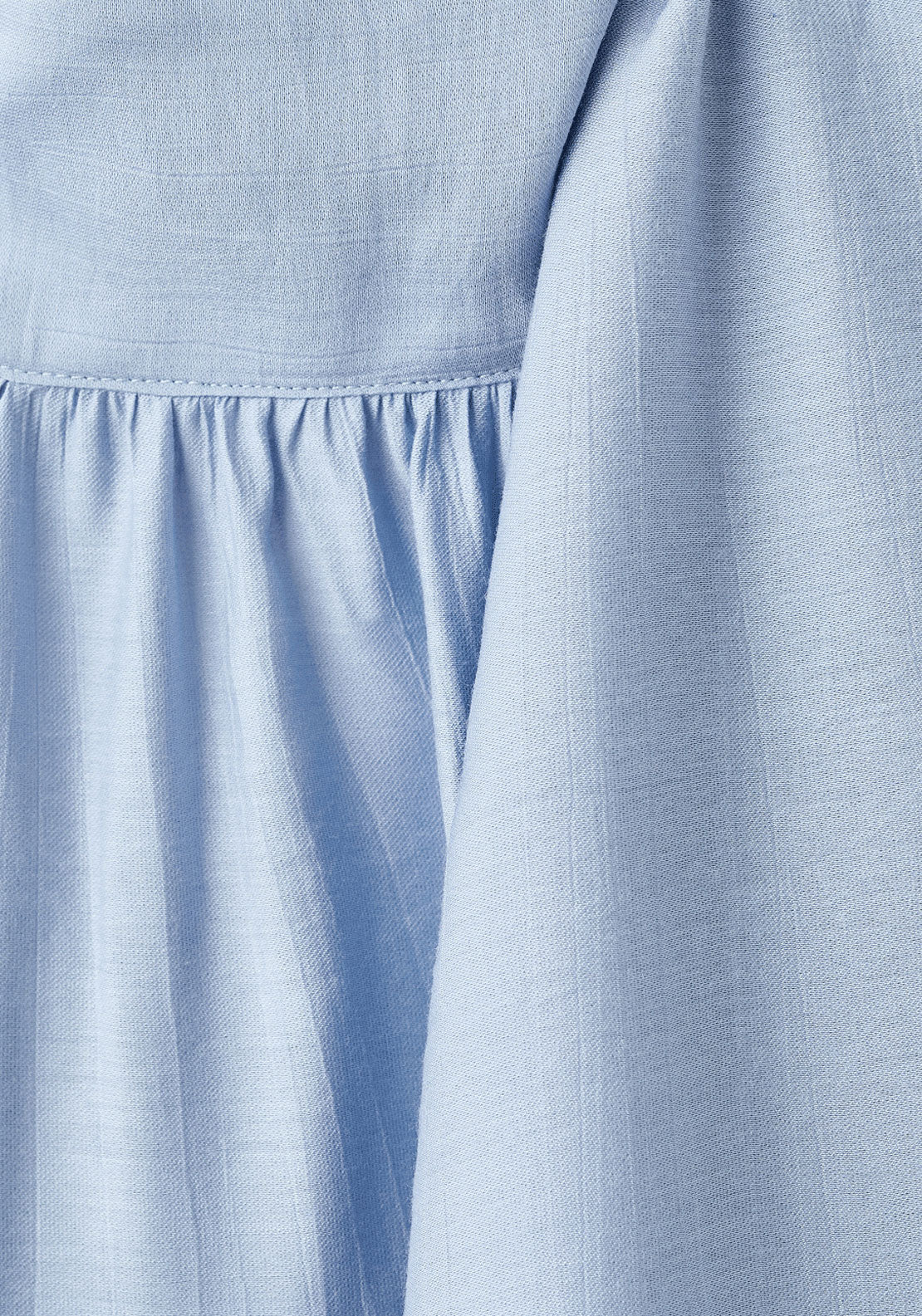 Textured Blouse With Foulard - Blue