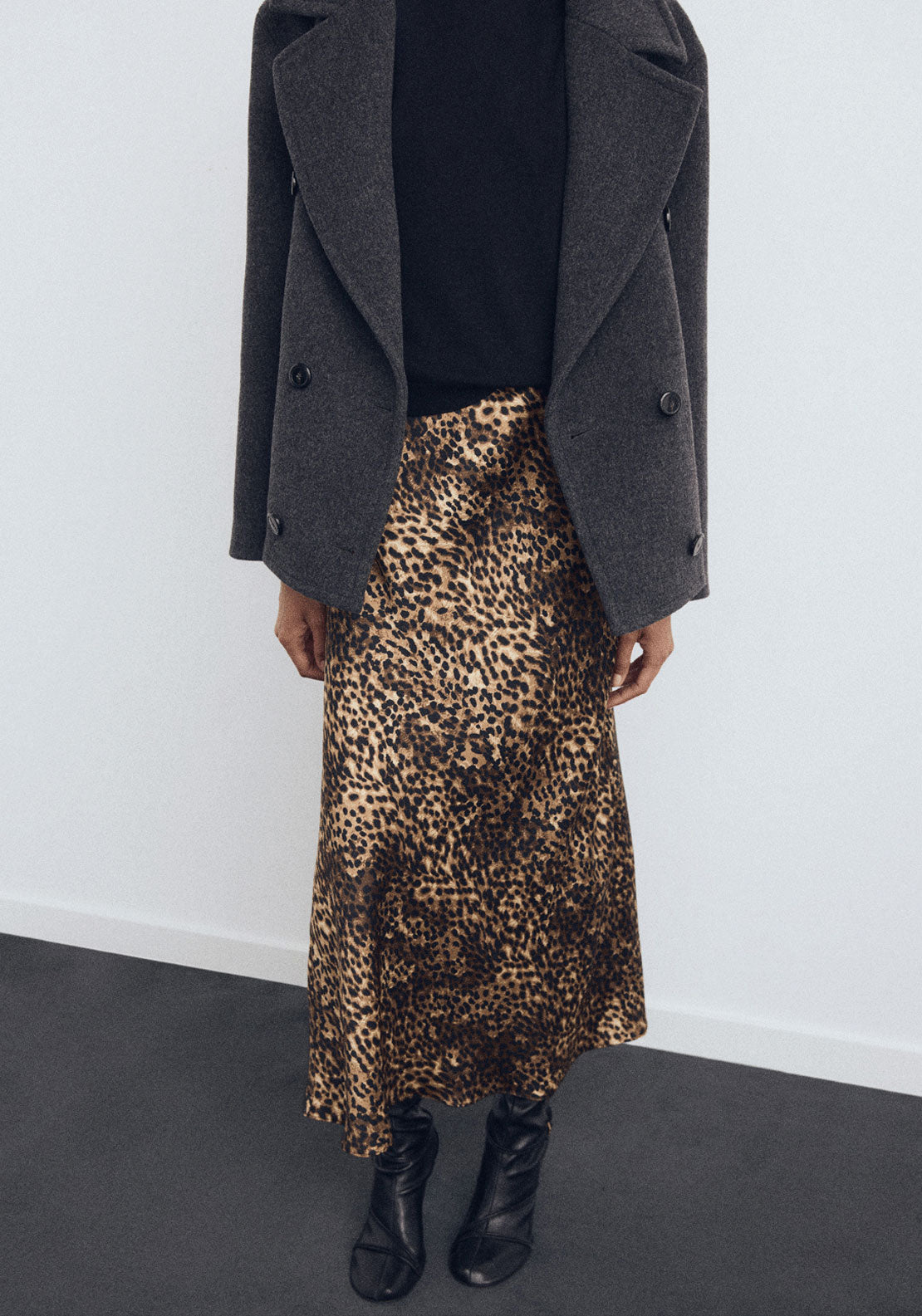 Leopard Print Satin Shirt - Brown